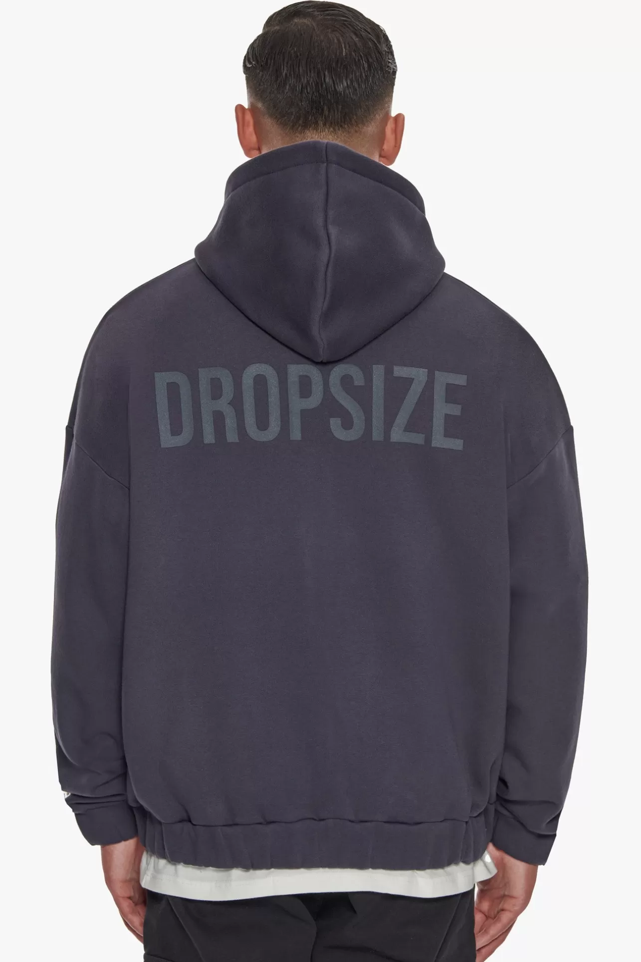 Dropsize HEAVY OVERSIZED ZIP HOODIE WASHED NAVY* Zips