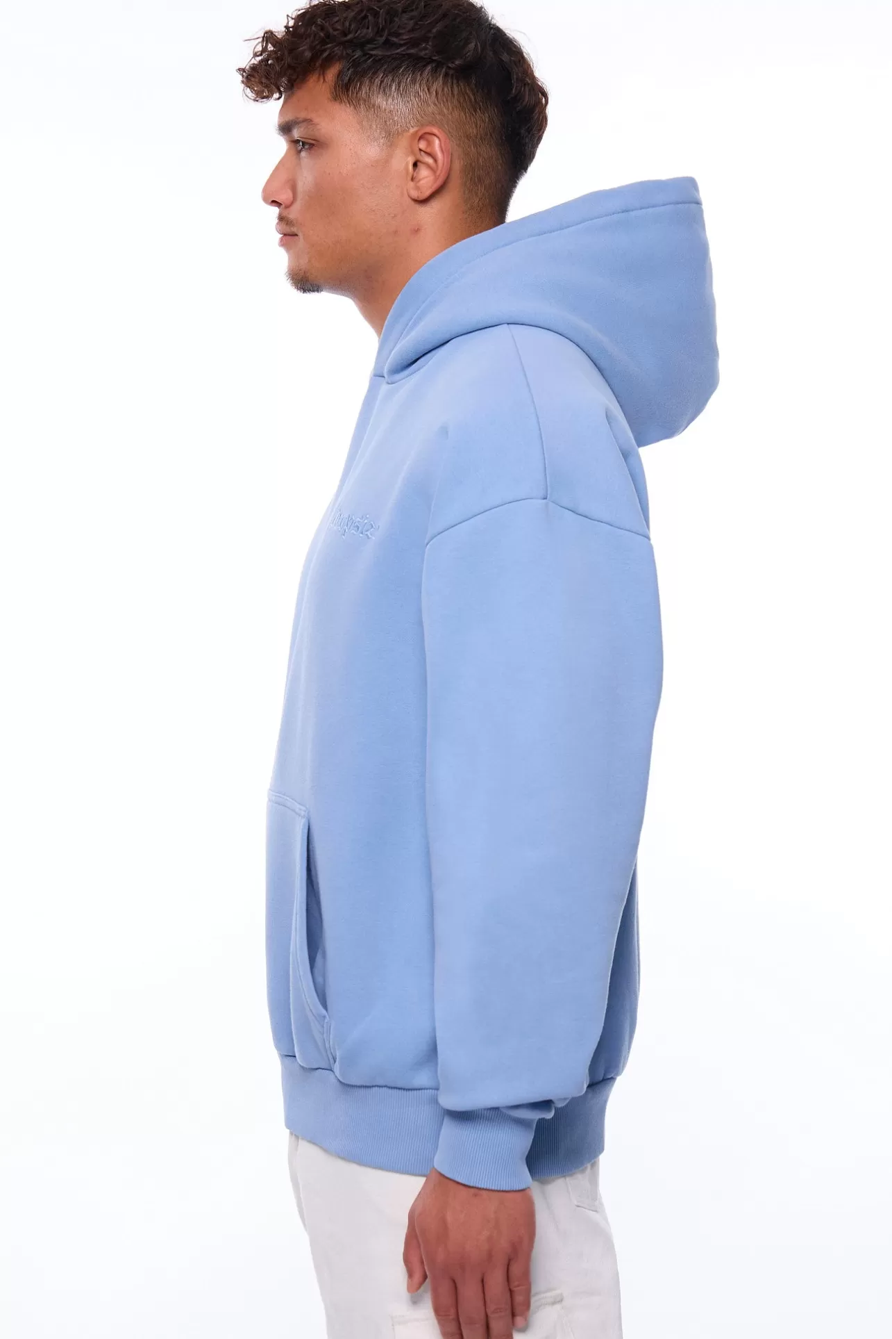Dropsize HEAVY OVERZIZE EMBO HOODIE BLUE WASHED* Hoodie