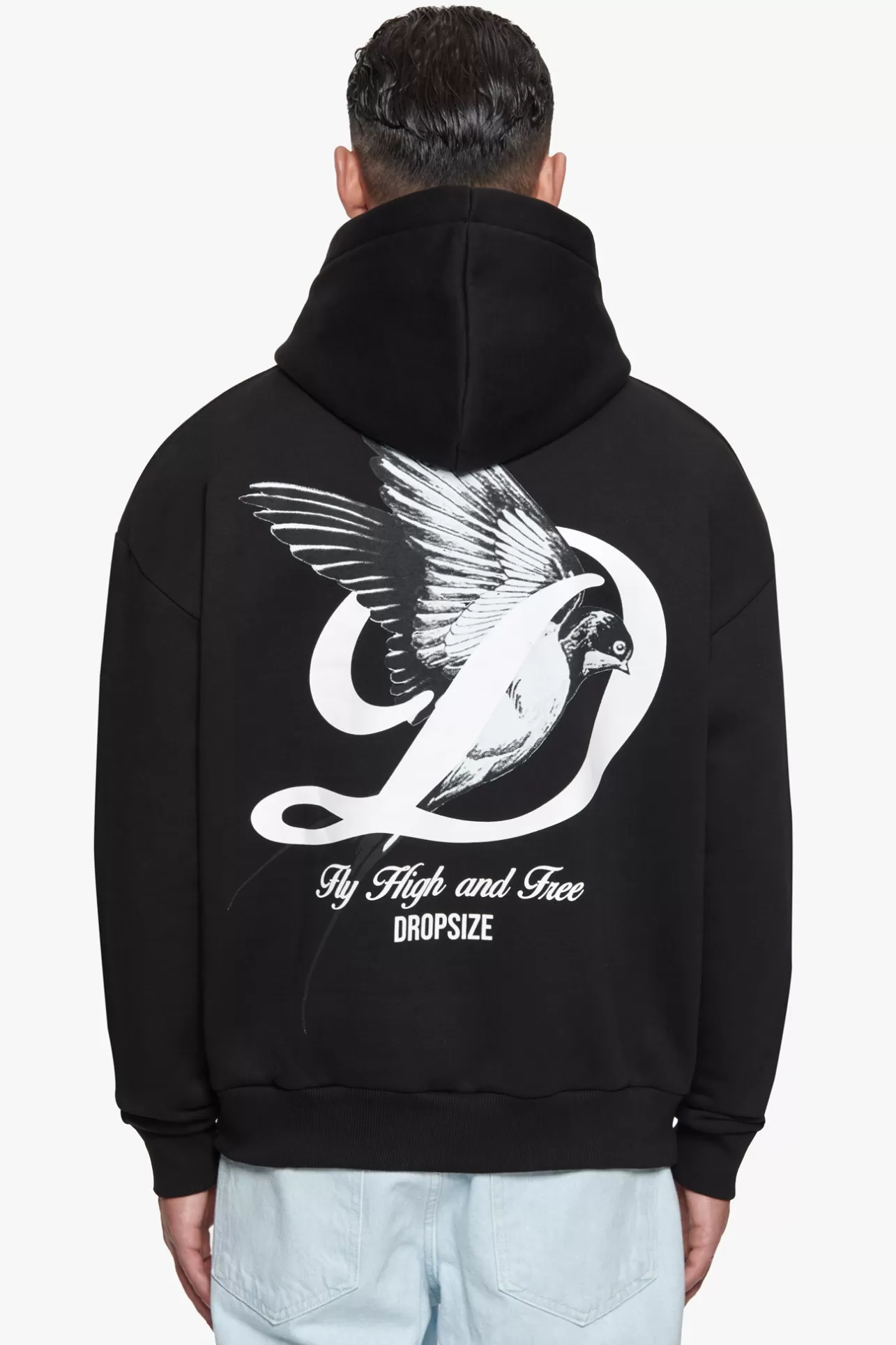 Dropsize HEAVY OVERZIZE FLY HIGH HOODIE BLACK* Hoodie
