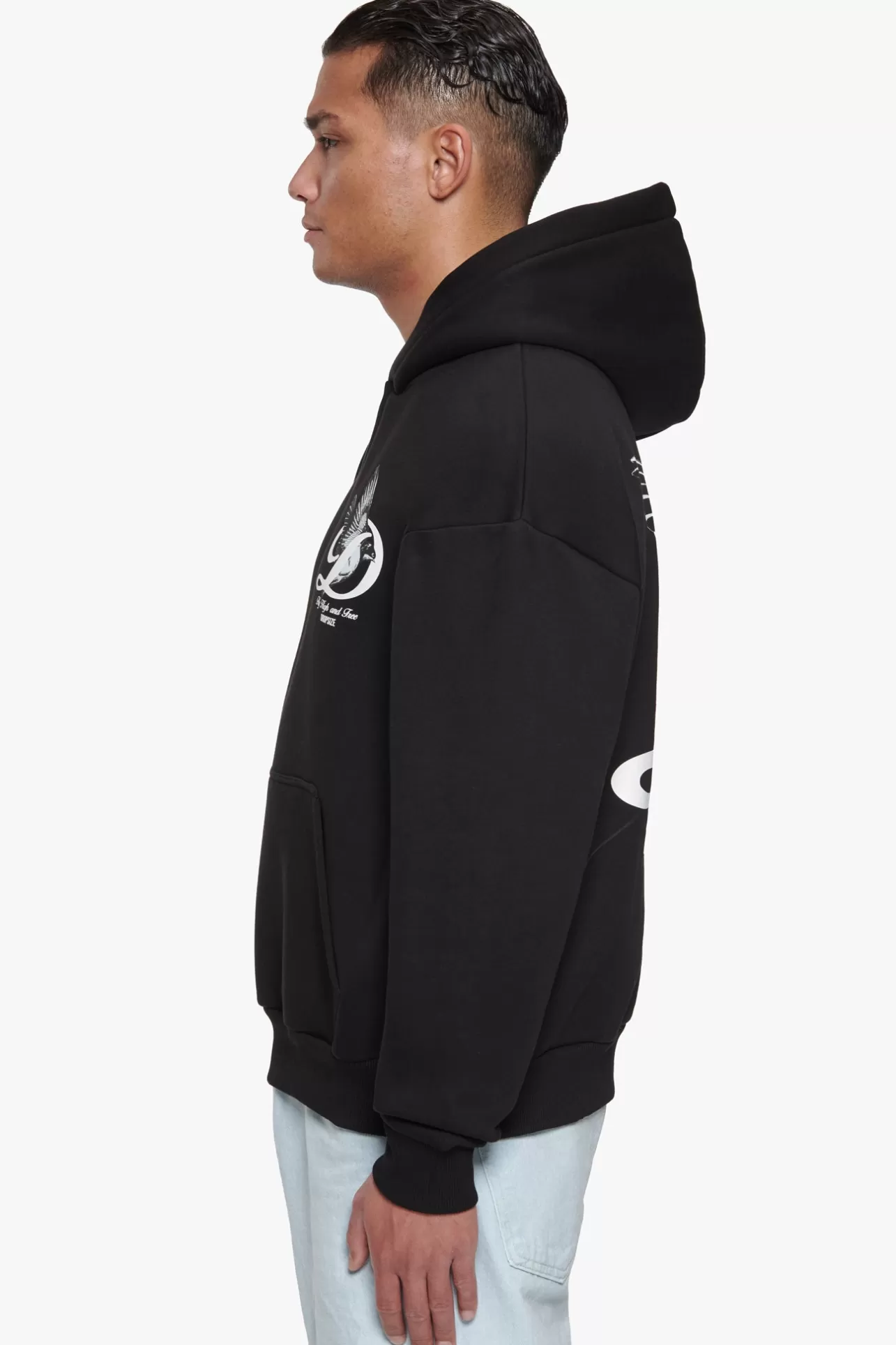 Dropsize HEAVY OVERZIZE FLY HIGH HOODIE BLACK* Hoodie