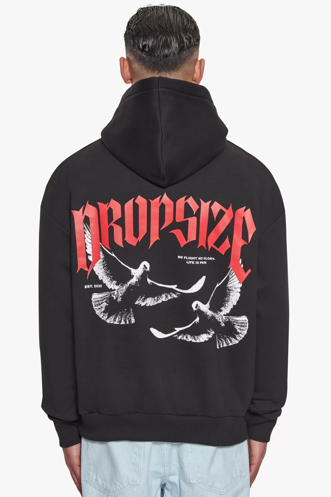 Dropsize HEAVY OVERZIZE NO FIGHT NO GLORY HOODIE BLACK* Hoodie