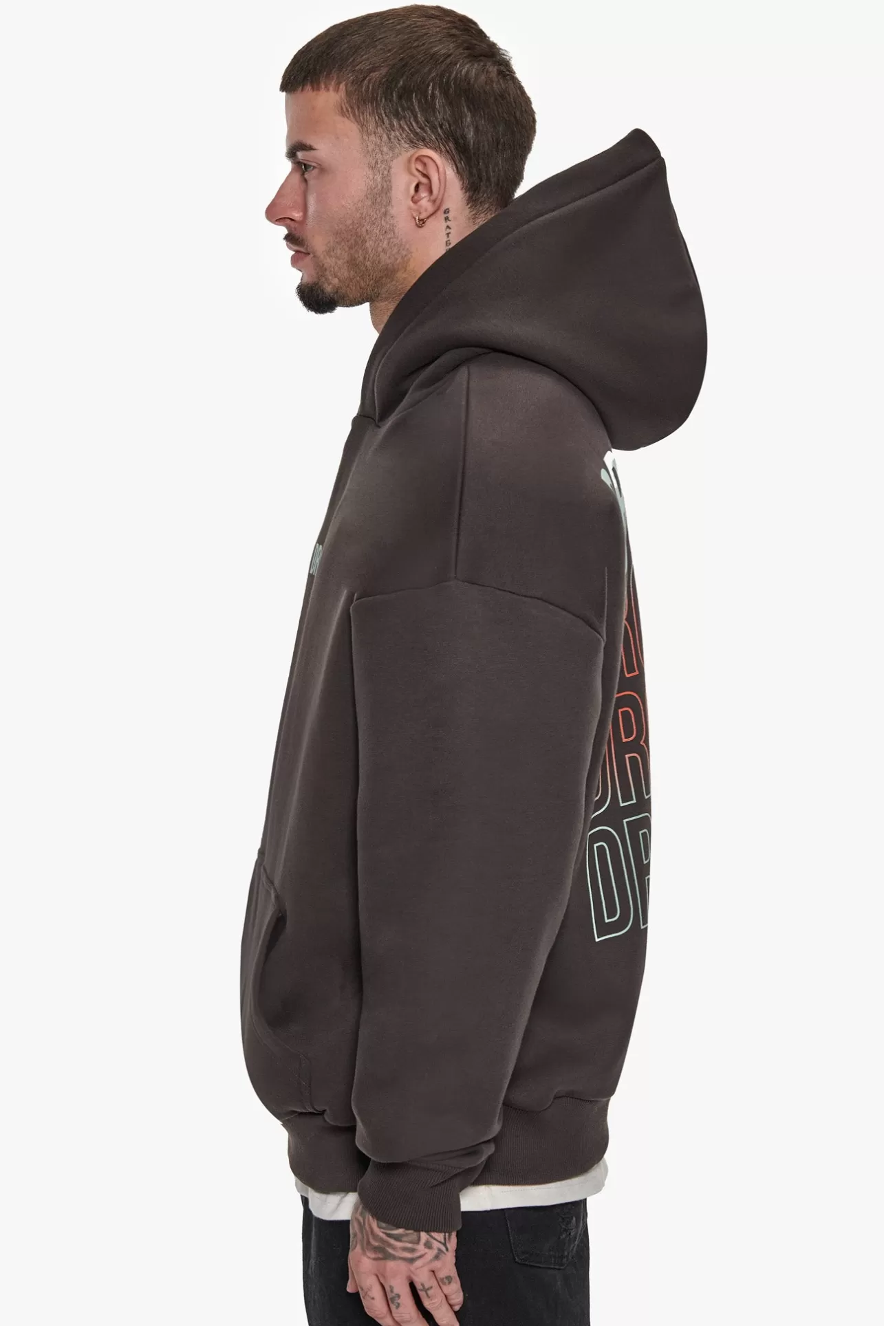 Dropsize HEAVY OVERZIZE V2 QUATRO HOODIE WASHED BLACK* Hoodie