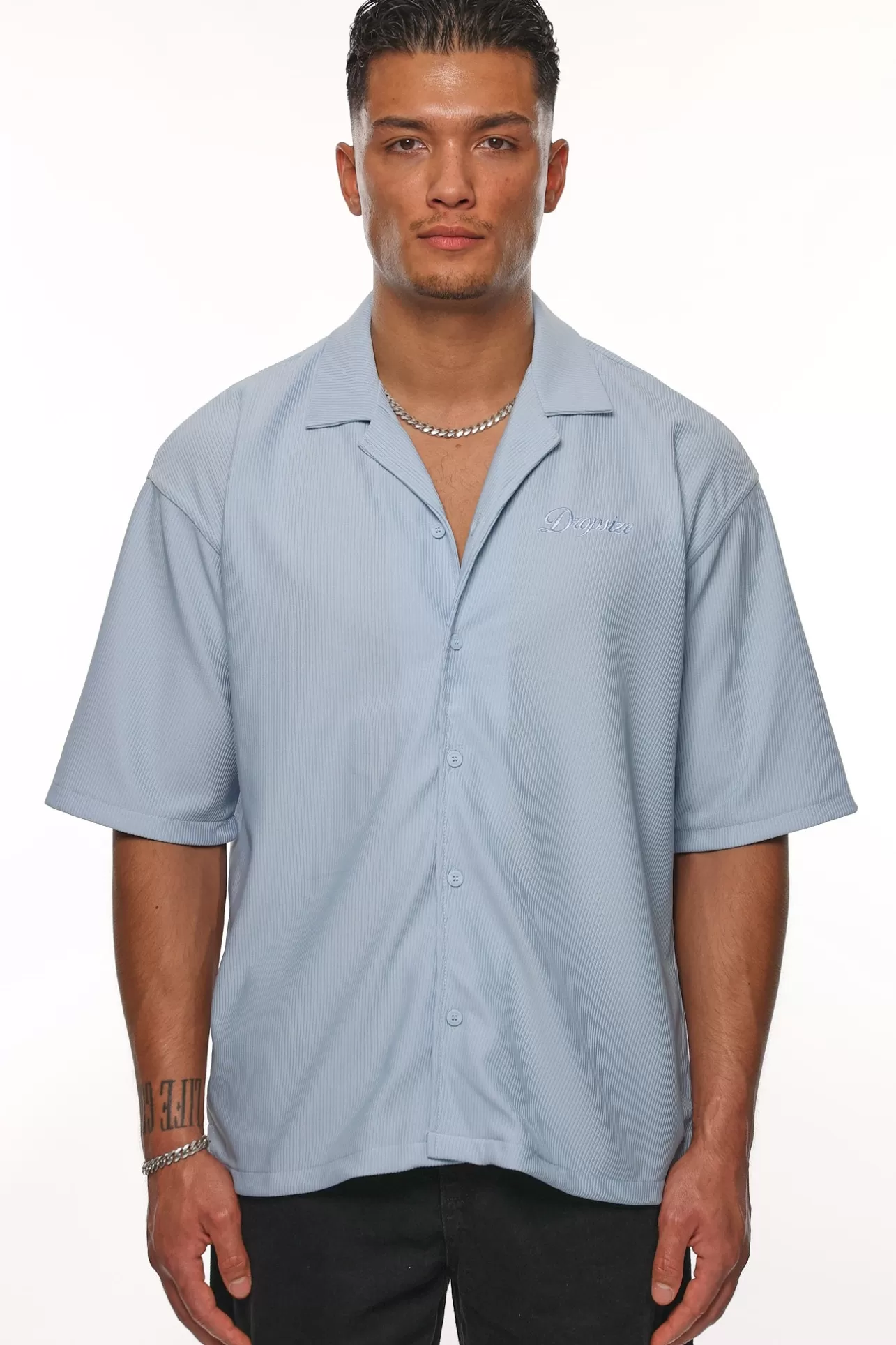 Dropsize HEAVY PLISSEE SUMMER SHIRT BABY BLUE* T Shirt