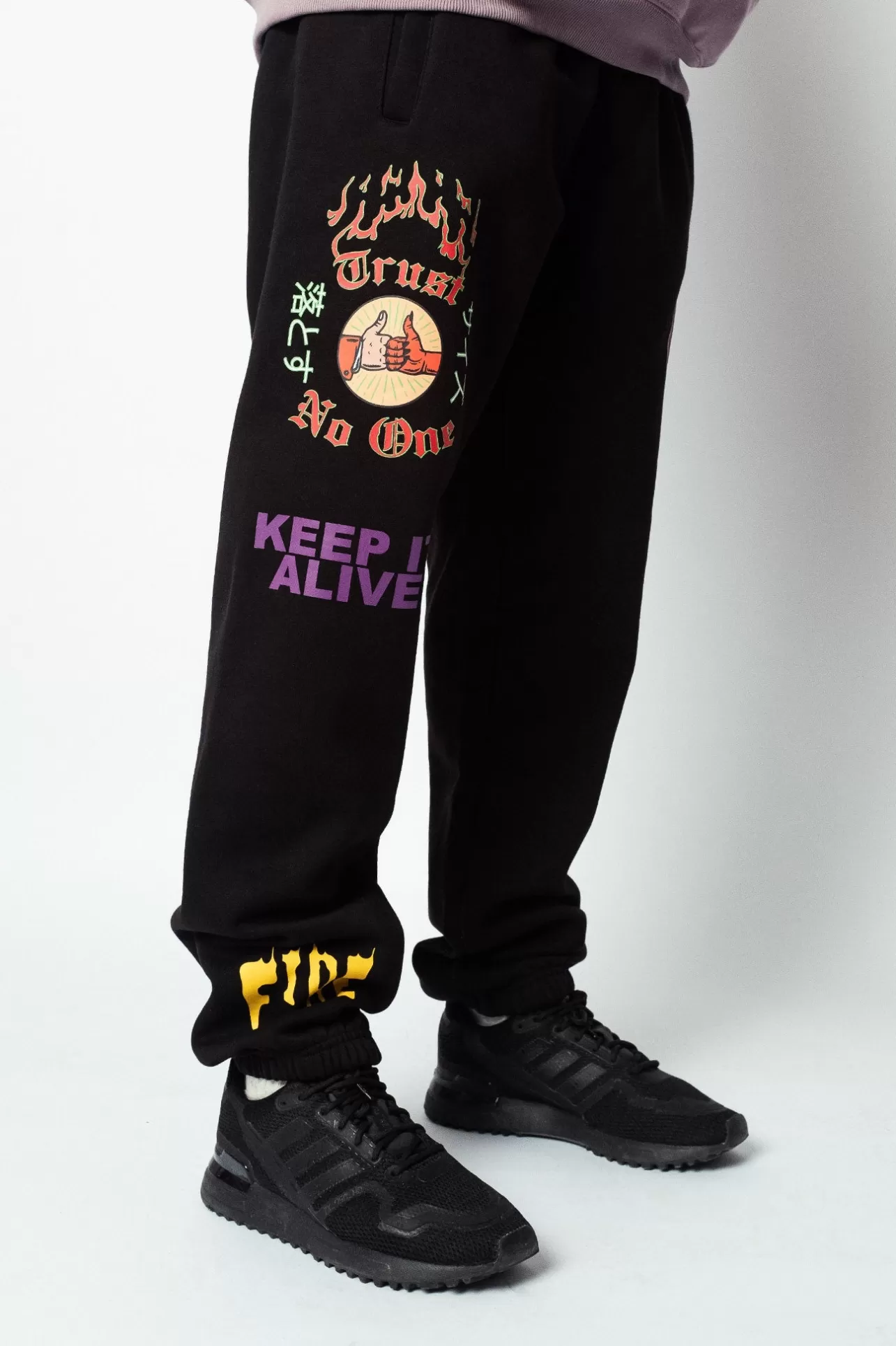 Dropsize HEAVY SWEAT TRUST NO ONE PANTS BLACK* Jogging