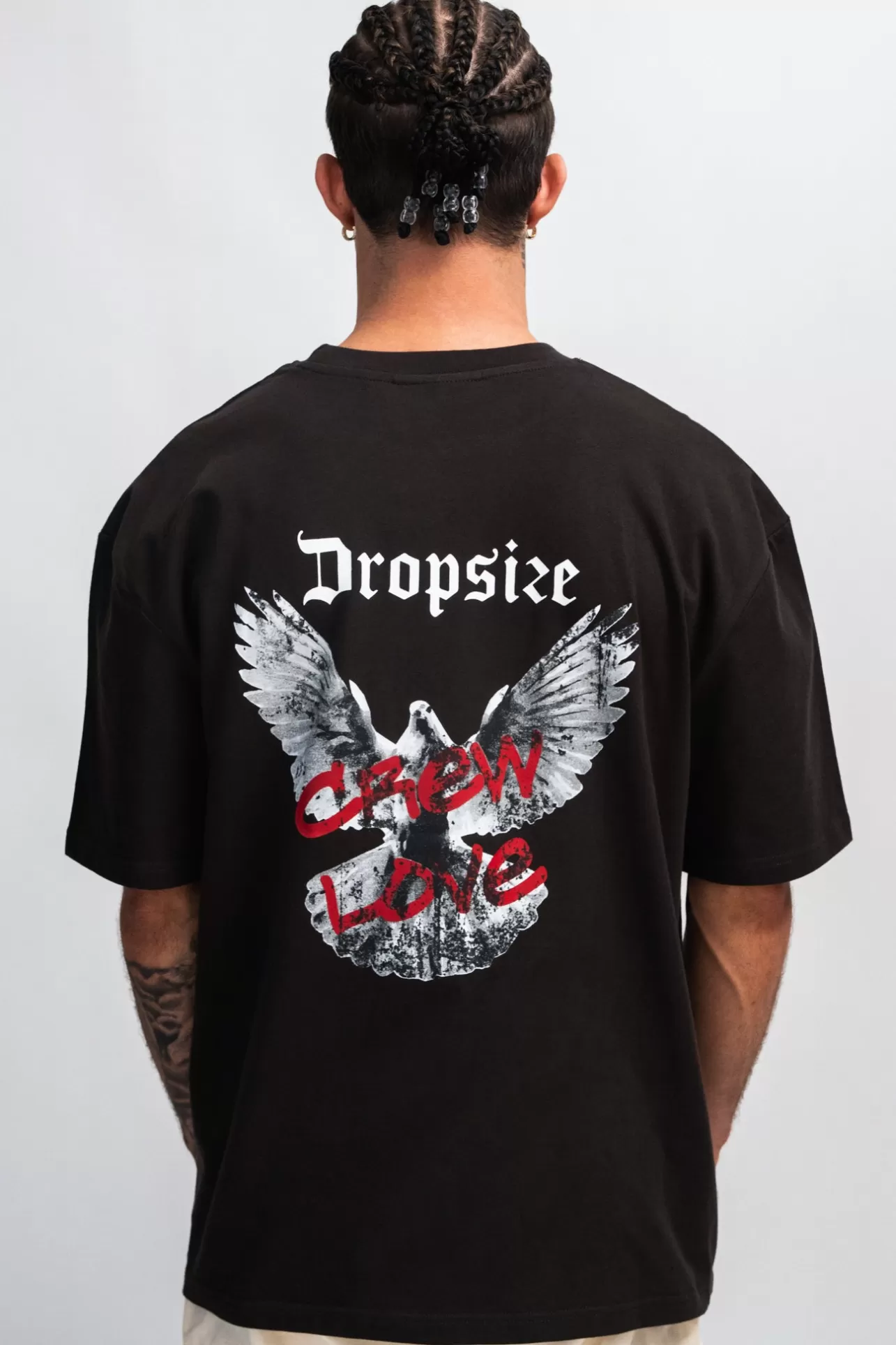 Dropsize HEYVY OVERSIZE CREW DOVE T-SHIRT WASHED BLACK* T Shirt