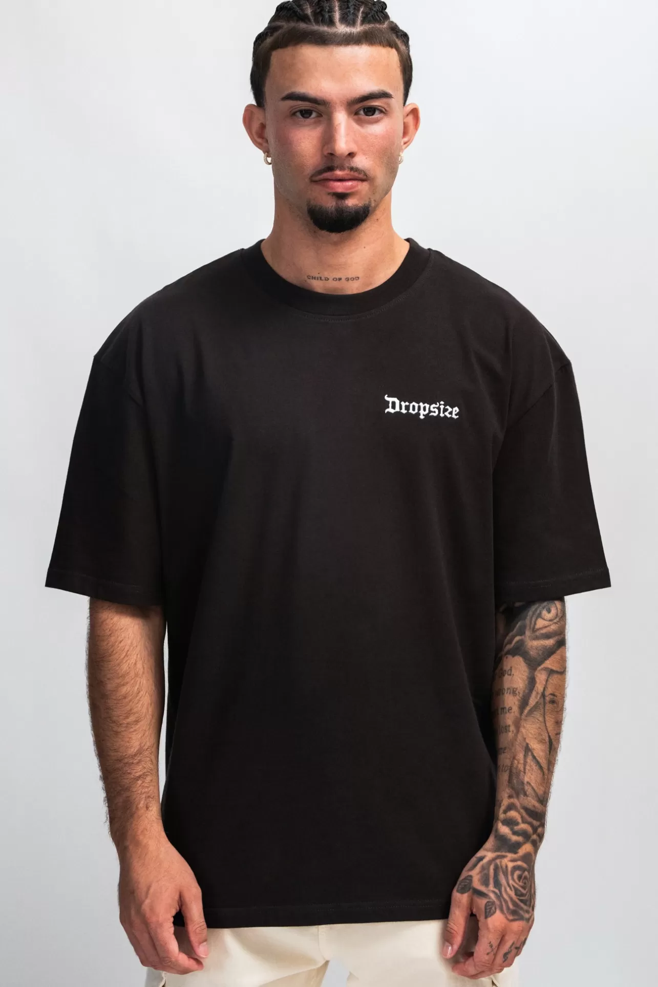 Dropsize HEYVY OVERSIZE CREW DOVE T-SHIRT WASHED BLACK* T Shirt