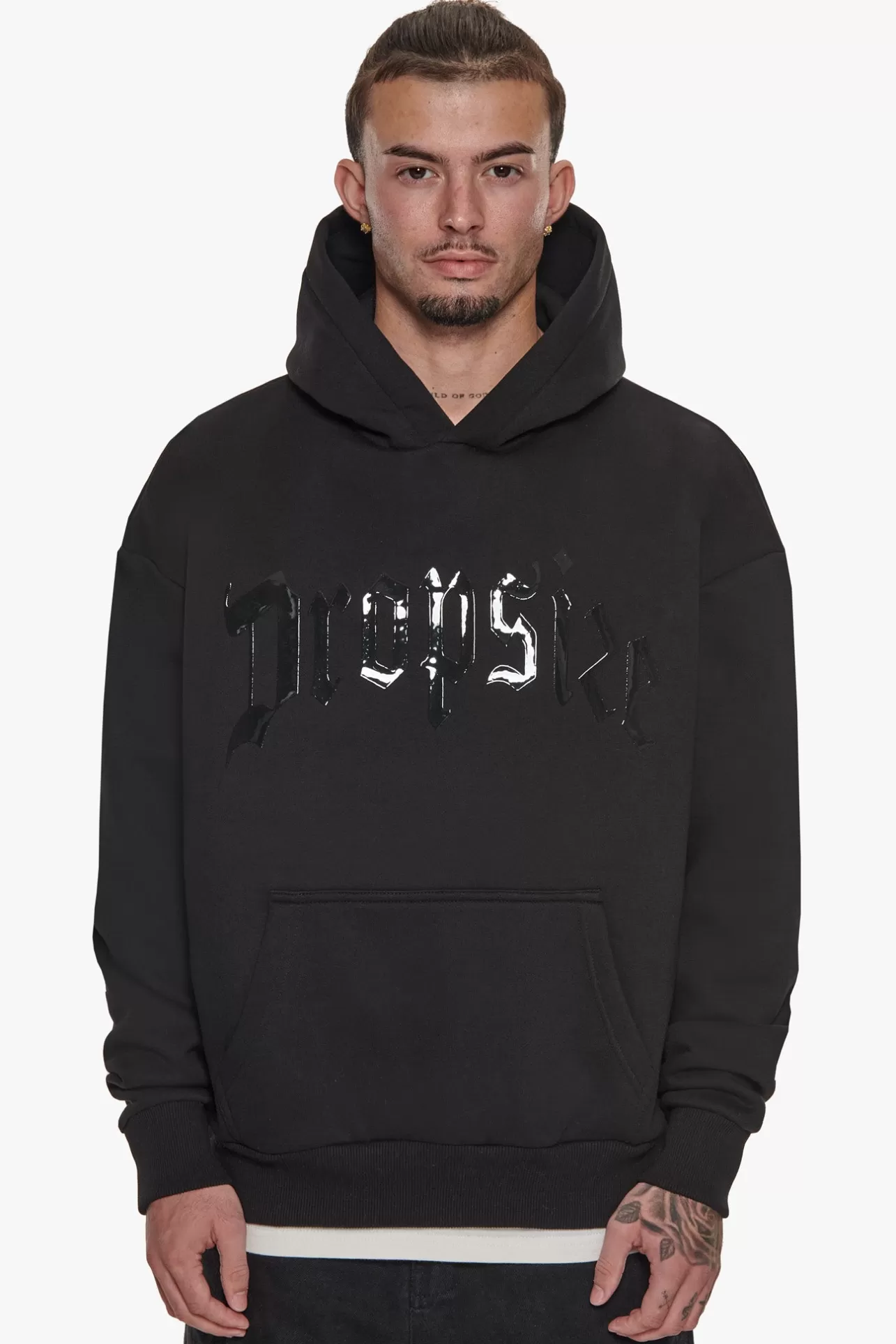 Dropsize LACQUER PRINT LOGO HOODIE BLACK* Hoodie