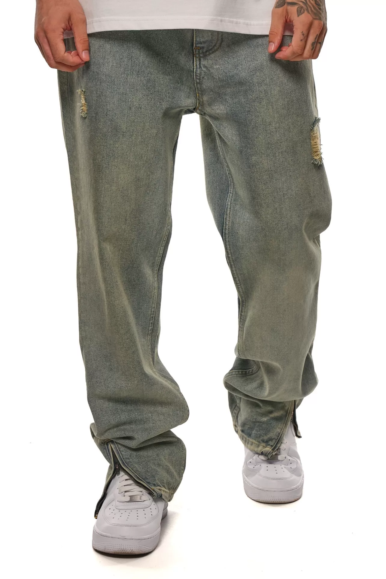 Dropsize RIPPED ZIP JEANS* Jeans