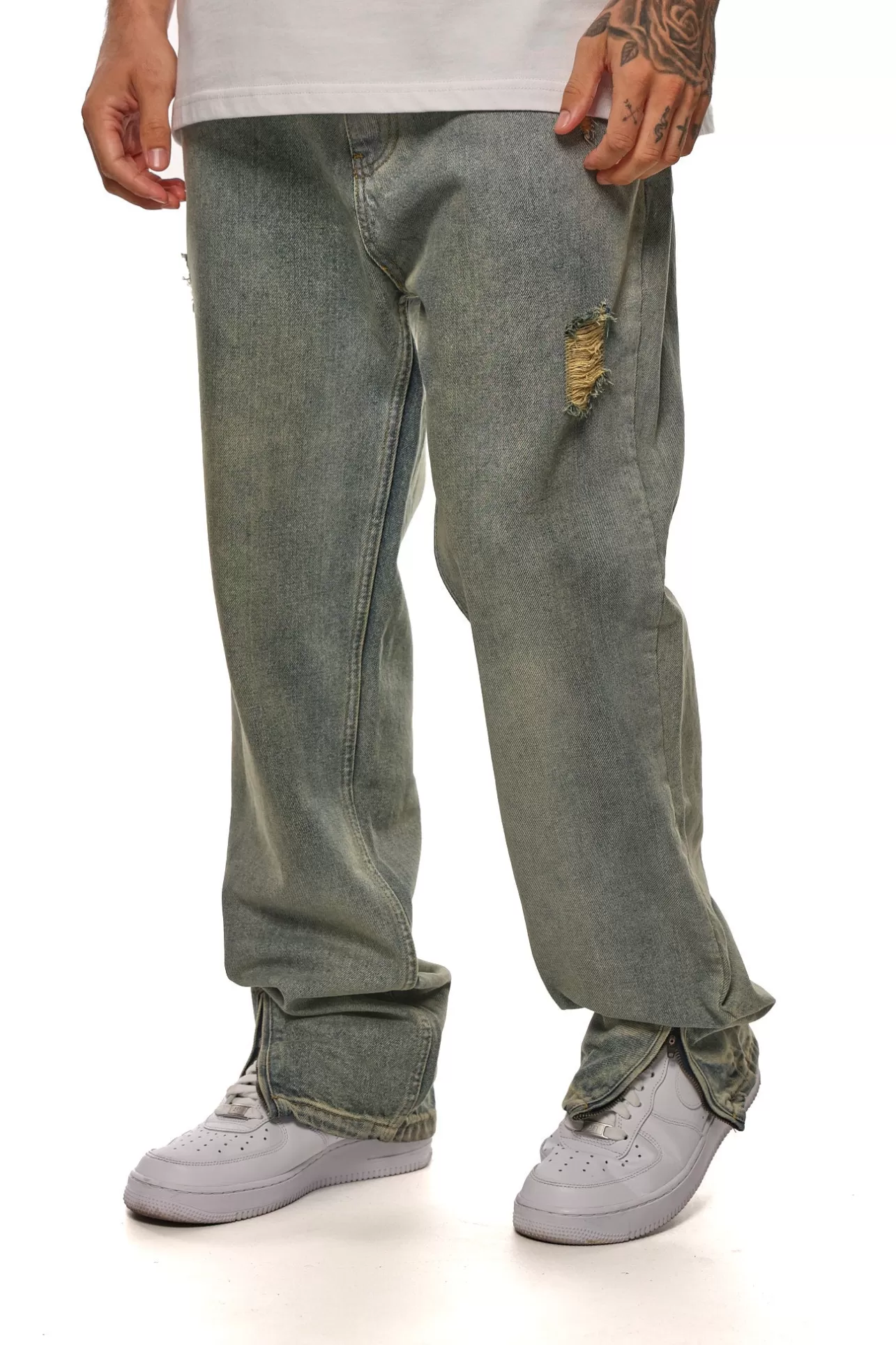 Dropsize RIPPED ZIP JEANS* Jeans