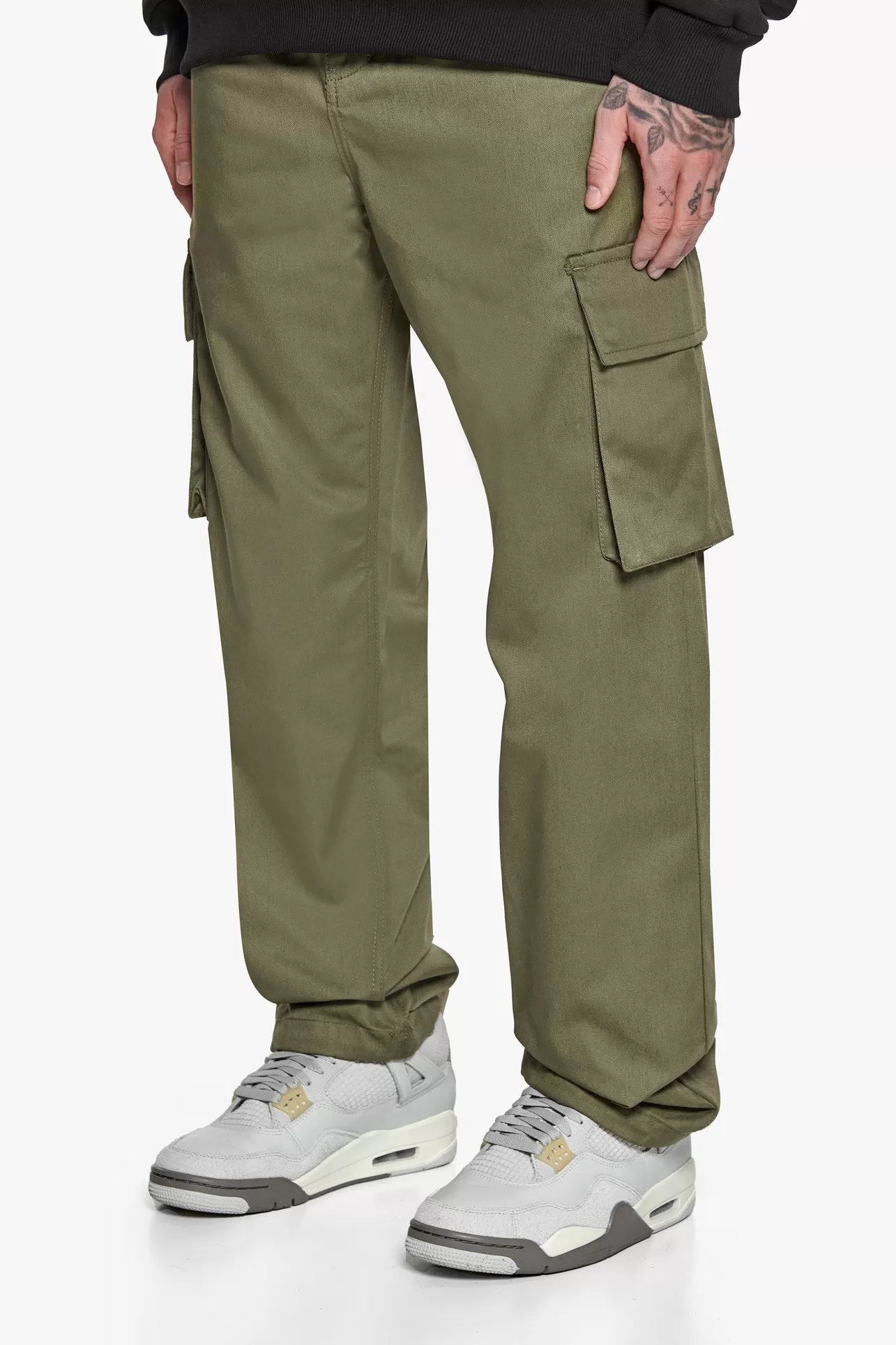 Dropsize SINGLE CARGO POCKET WORK WEAR PANTS OLIVE* Cargoes