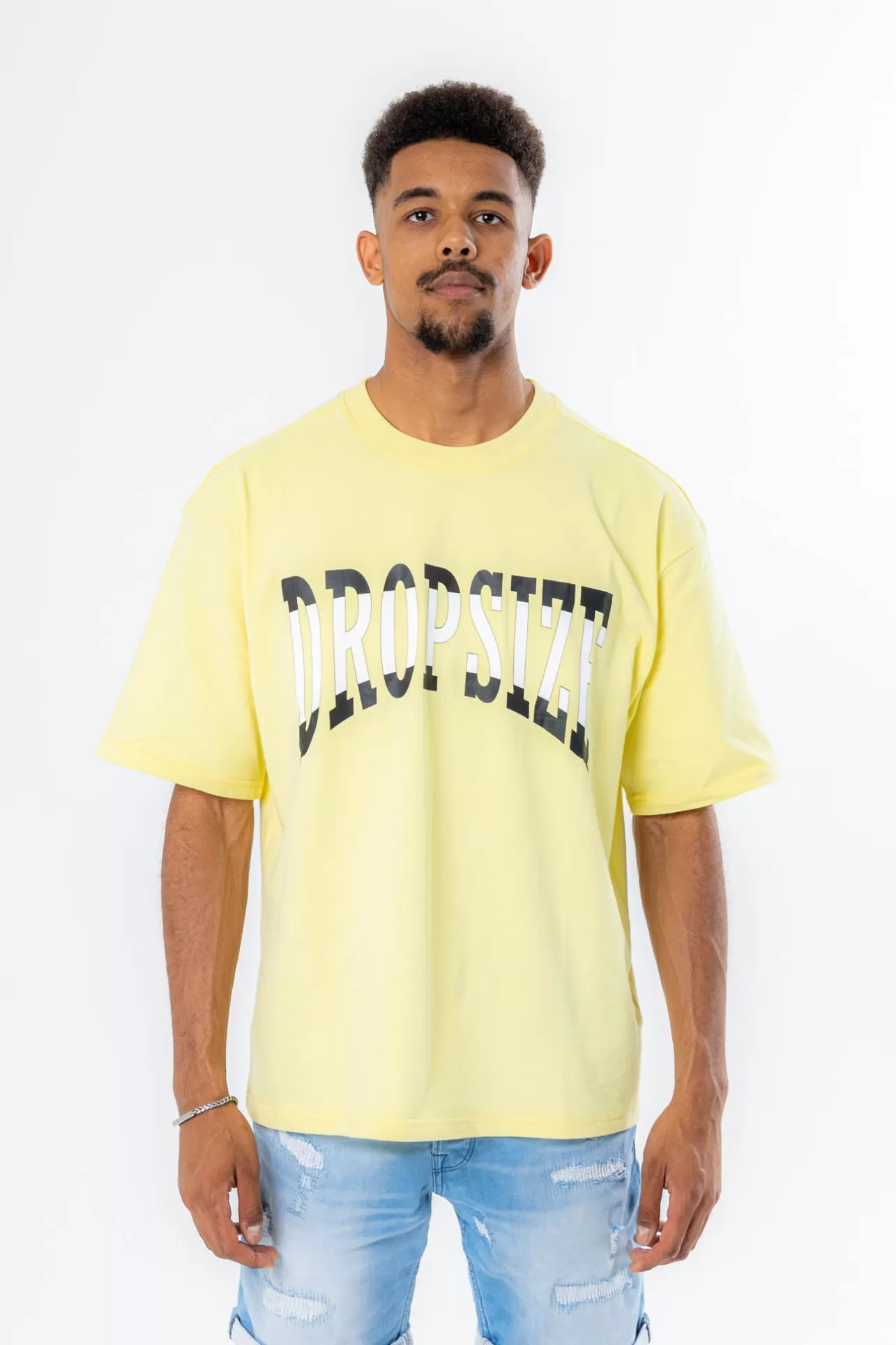 Dropsize Split Design Heavy T-Shirt Yellow* T Shirt