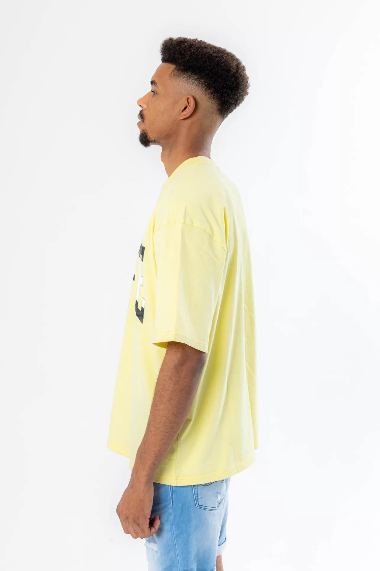 Dropsize Split Design Heavy T-Shirt Yellow* T Shirt