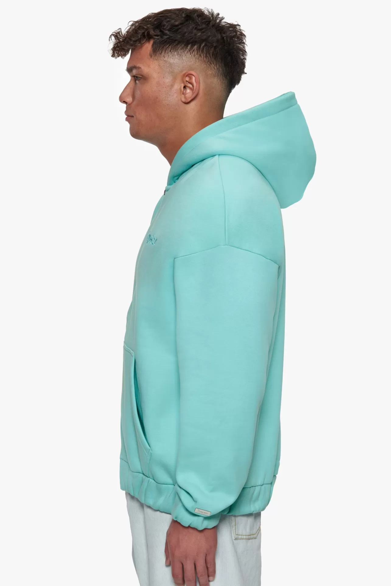 Dropsize SUPER HEAVY OVERISZE BLANK ZIP HOODIE TURQUOISE* Zips