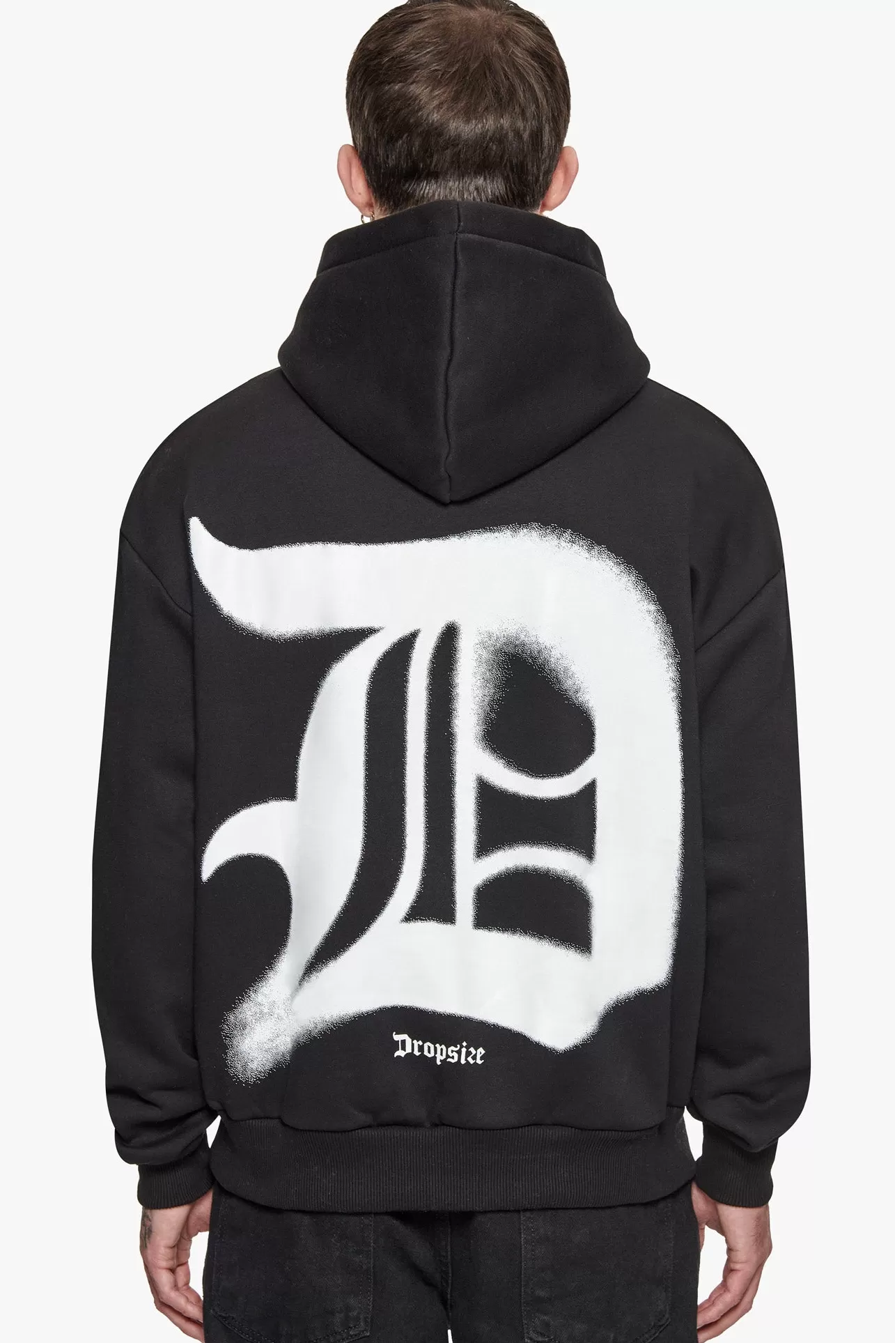 Dropsize SUPER HEAVY OVERSIZE BLURRED LOGO HOODIE BLACK* Hoodie