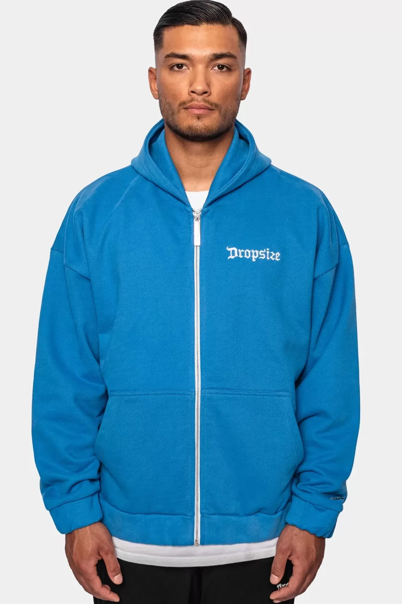 Dropsize SUPER HEAVY OVERSIZE BLANK ZIP HOODIE ROYAL BLUE* Zips