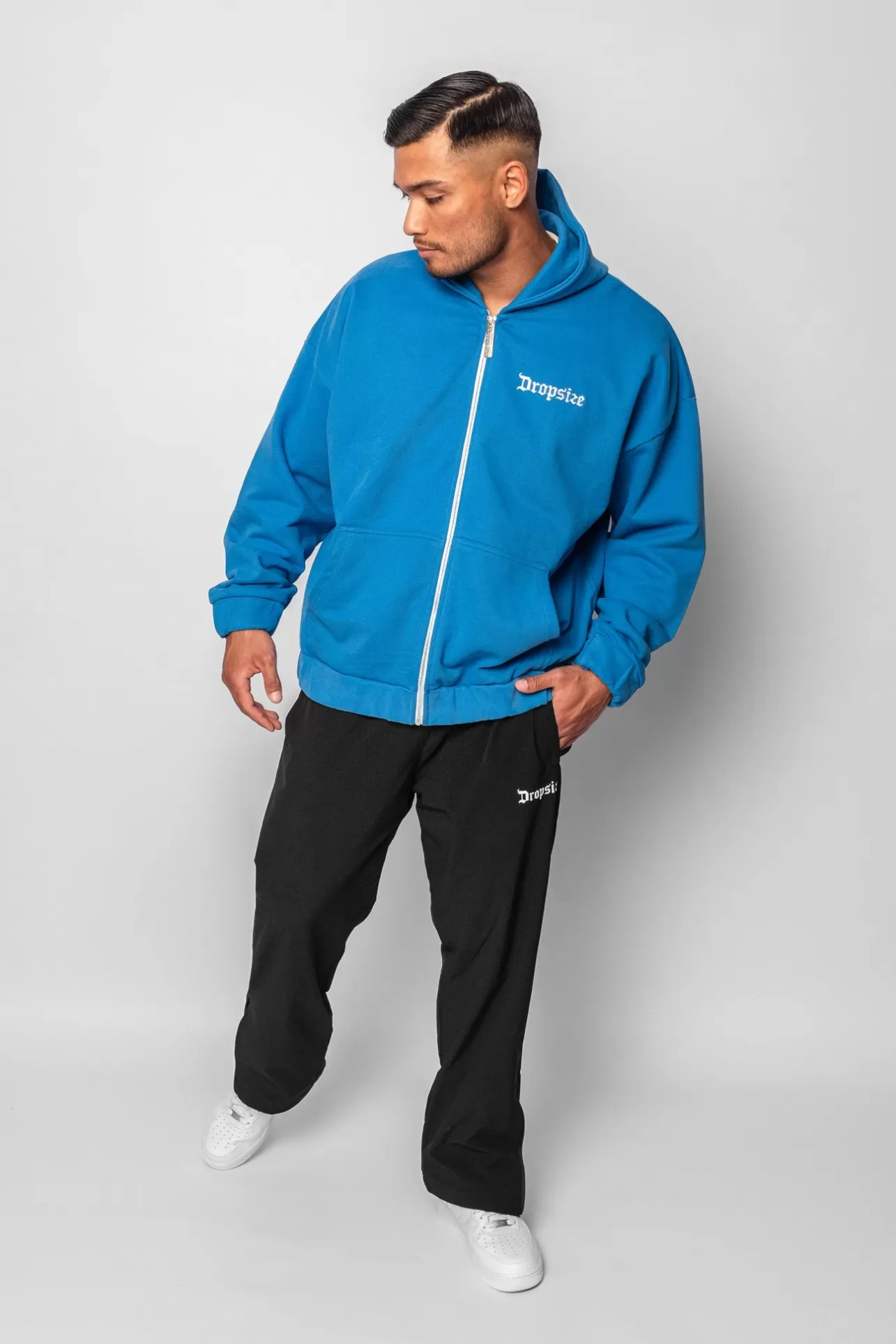 Dropsize SUPER HEAVY OVERSIZE BLANK ZIP HOODIE ROYAL BLUE* Zips