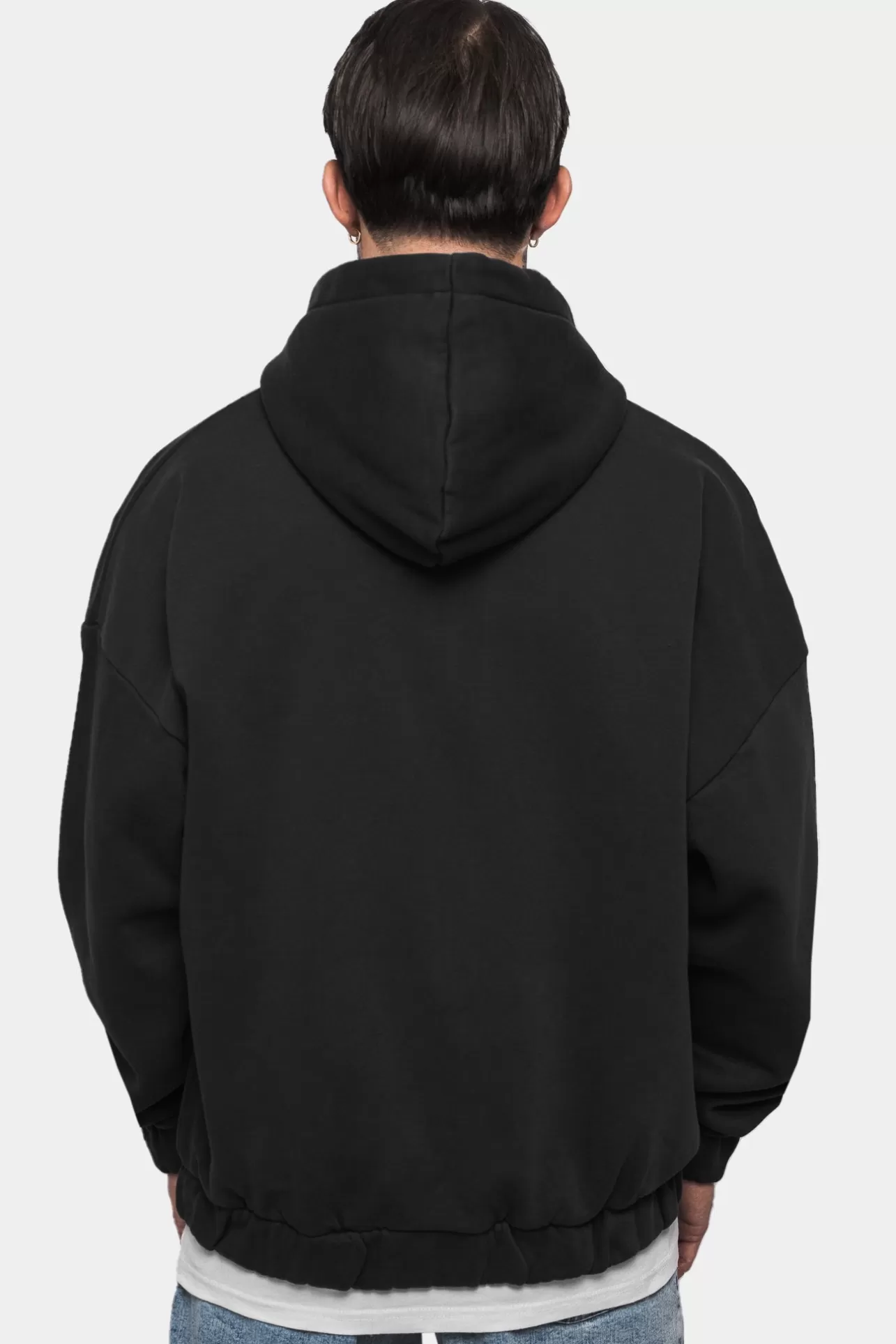 Dropsize SUPER HEAVY OVERSIZE BLANK ZIP HOODIE WASHED BLACK* Zips