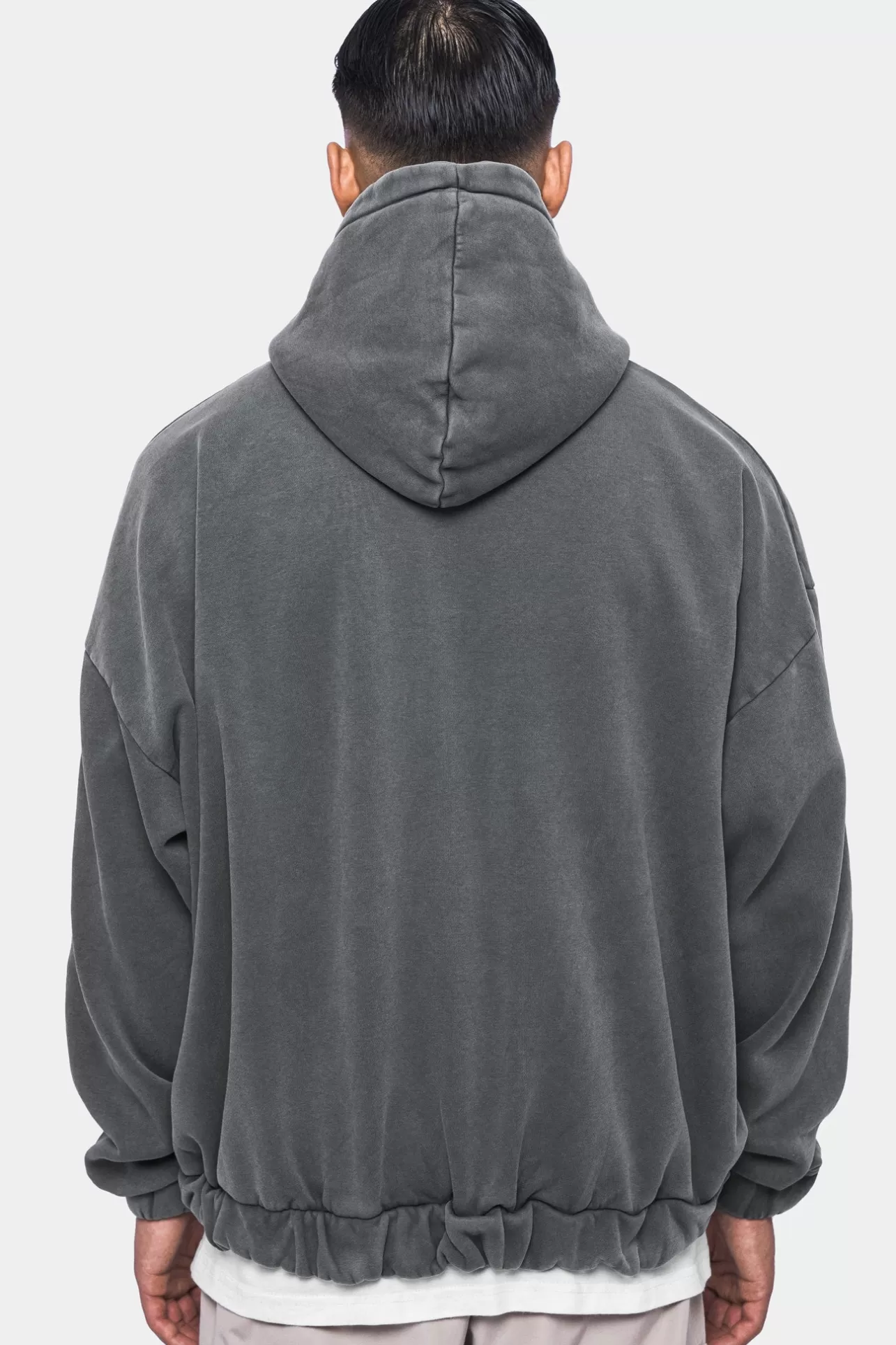 Dropsize SUPER HEAVY OVERSIZE BLANK ZIP HOODIE WASHED GRAY* Zips