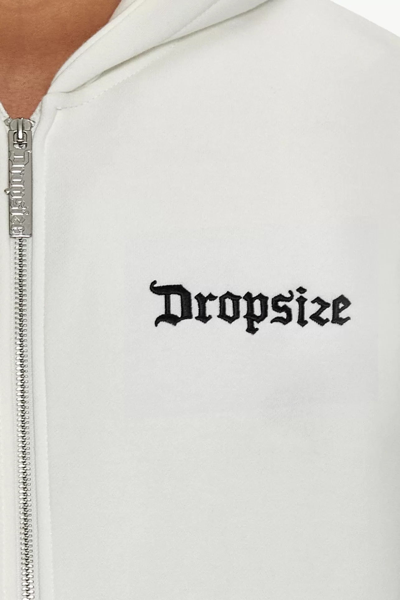 Dropsize SUPER HEAVY OVERSIZE BLANK ZIP HOODIE WASHED WHITE* Zips