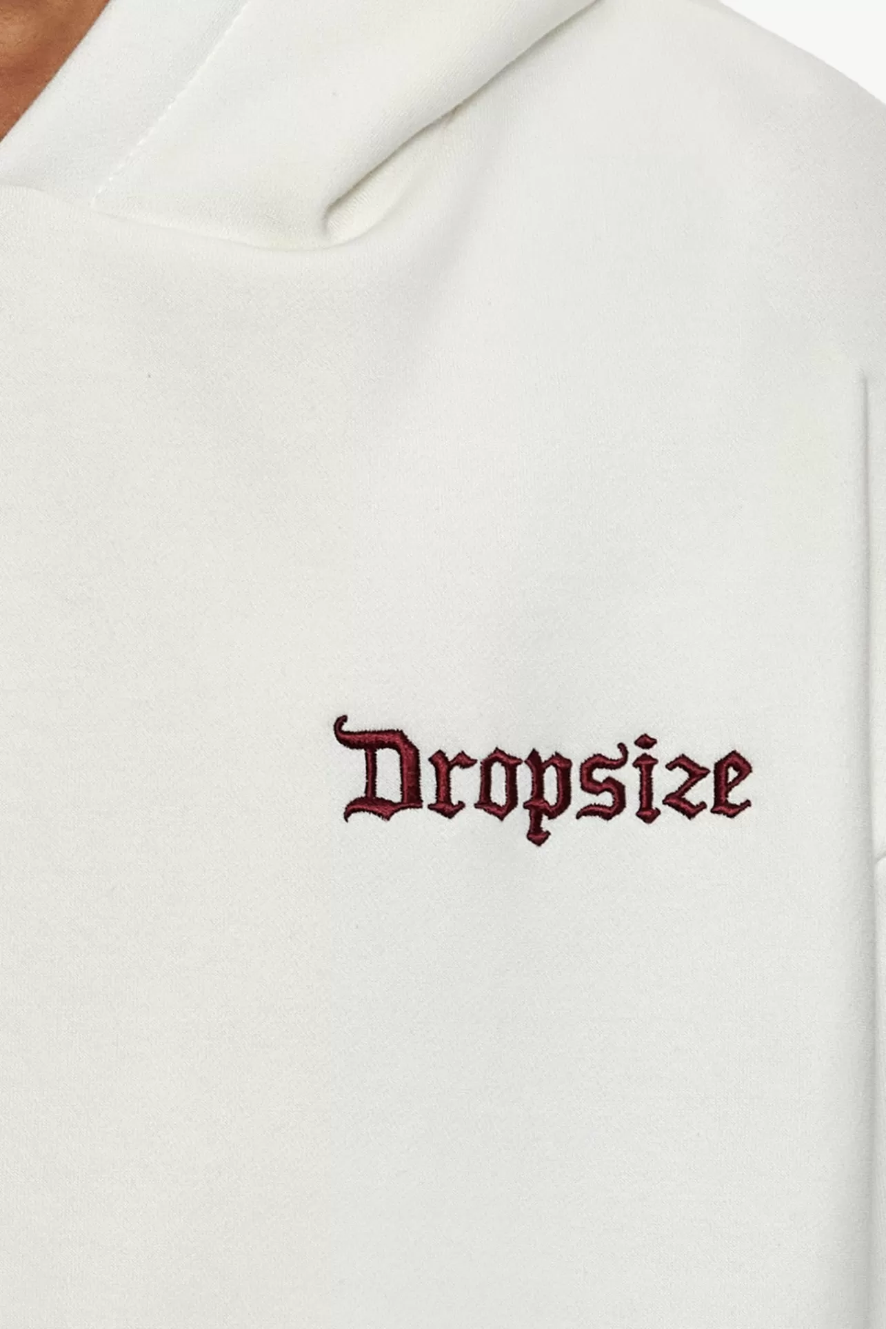 Dropsize SUPER HEAVY OVERSIZE EMBO HOODIE CREAM BORDEAUX* Hoodie