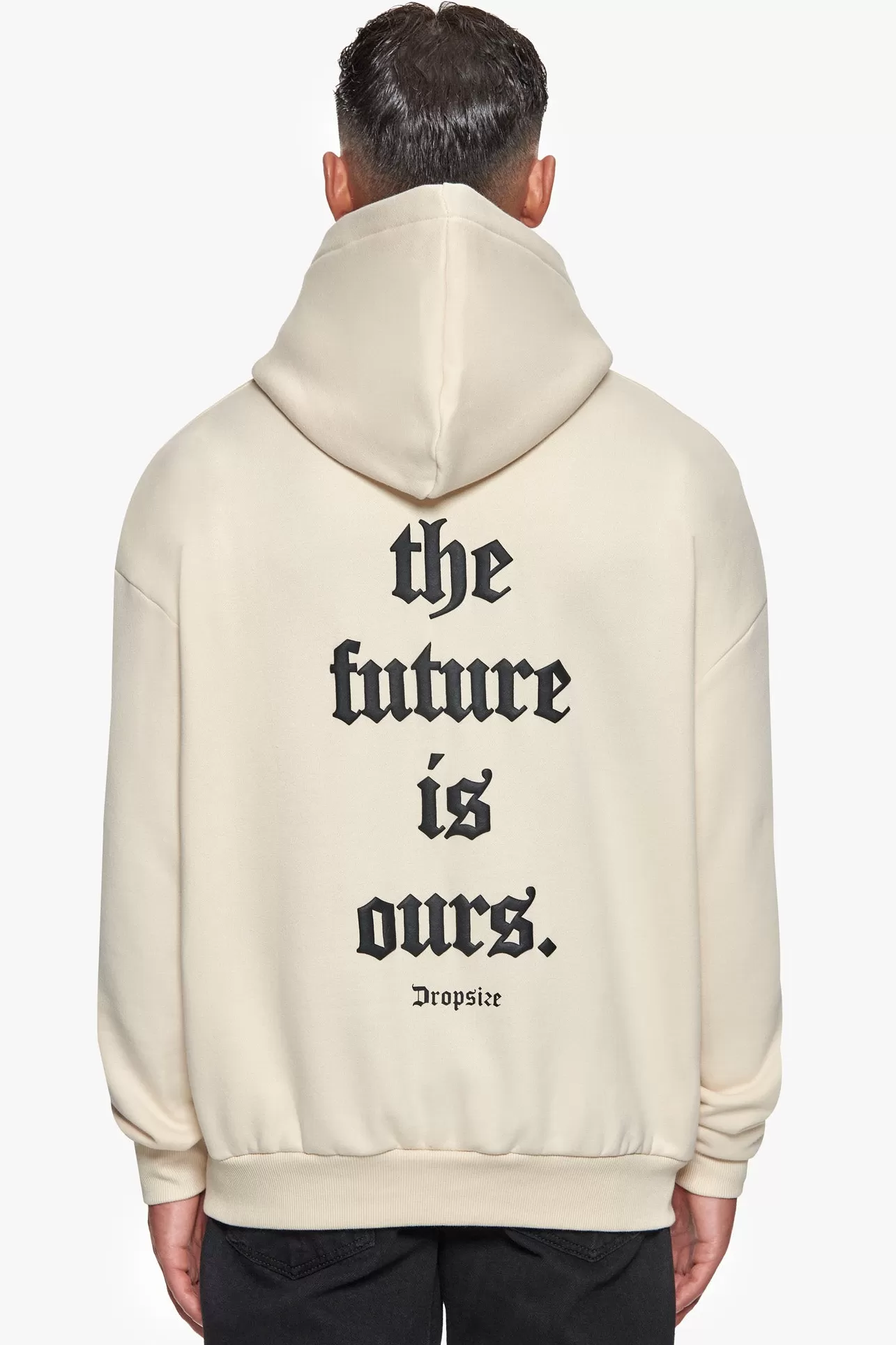 Dropsize SUPER HEAVY OVERSIZE FUTURE IS OURS HOODIE COCONUT/BLACK* Hoodie