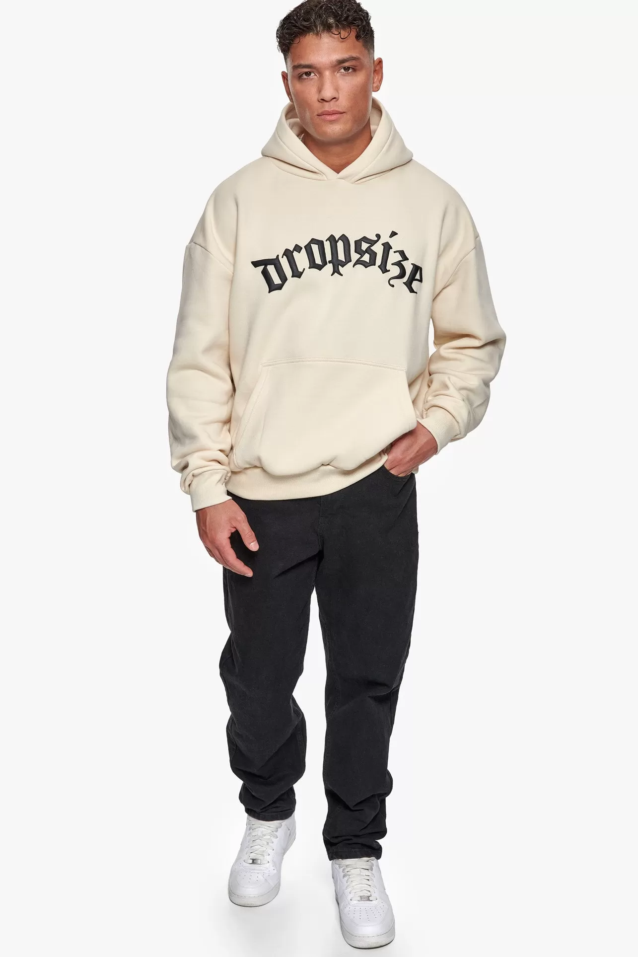 Dropsize SUPER HEAVY OVERSIZE FUTURE IS OURS HOODIE COCONUT/BLACK* Hoodie