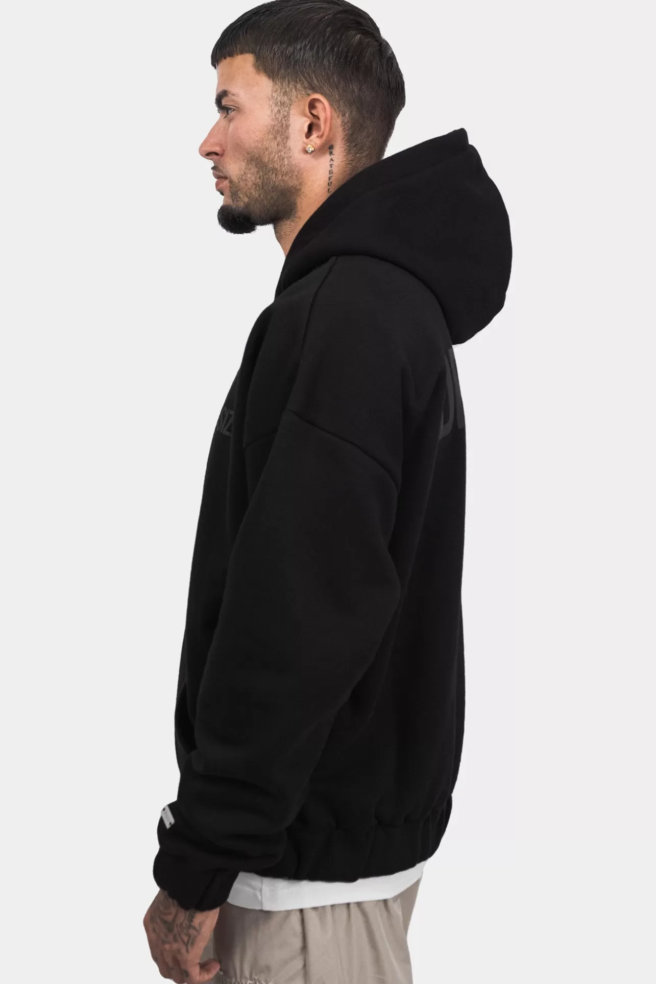 Dropsize SUPER HEAVY OVERSIZE HD PRINT ZIP HOODIE BLACK* Zips