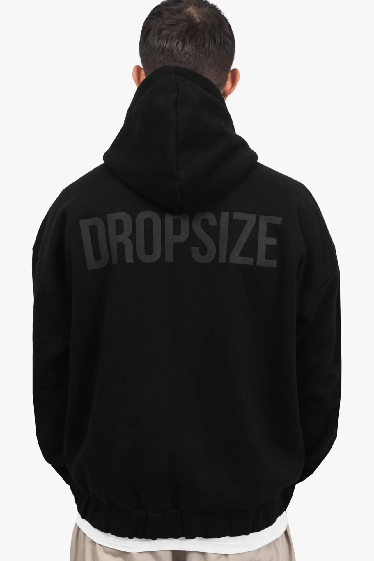 Dropsize SUPER HEAVY OVERSIZE HD PRINT ZIP HOODIE BLACK* Zips