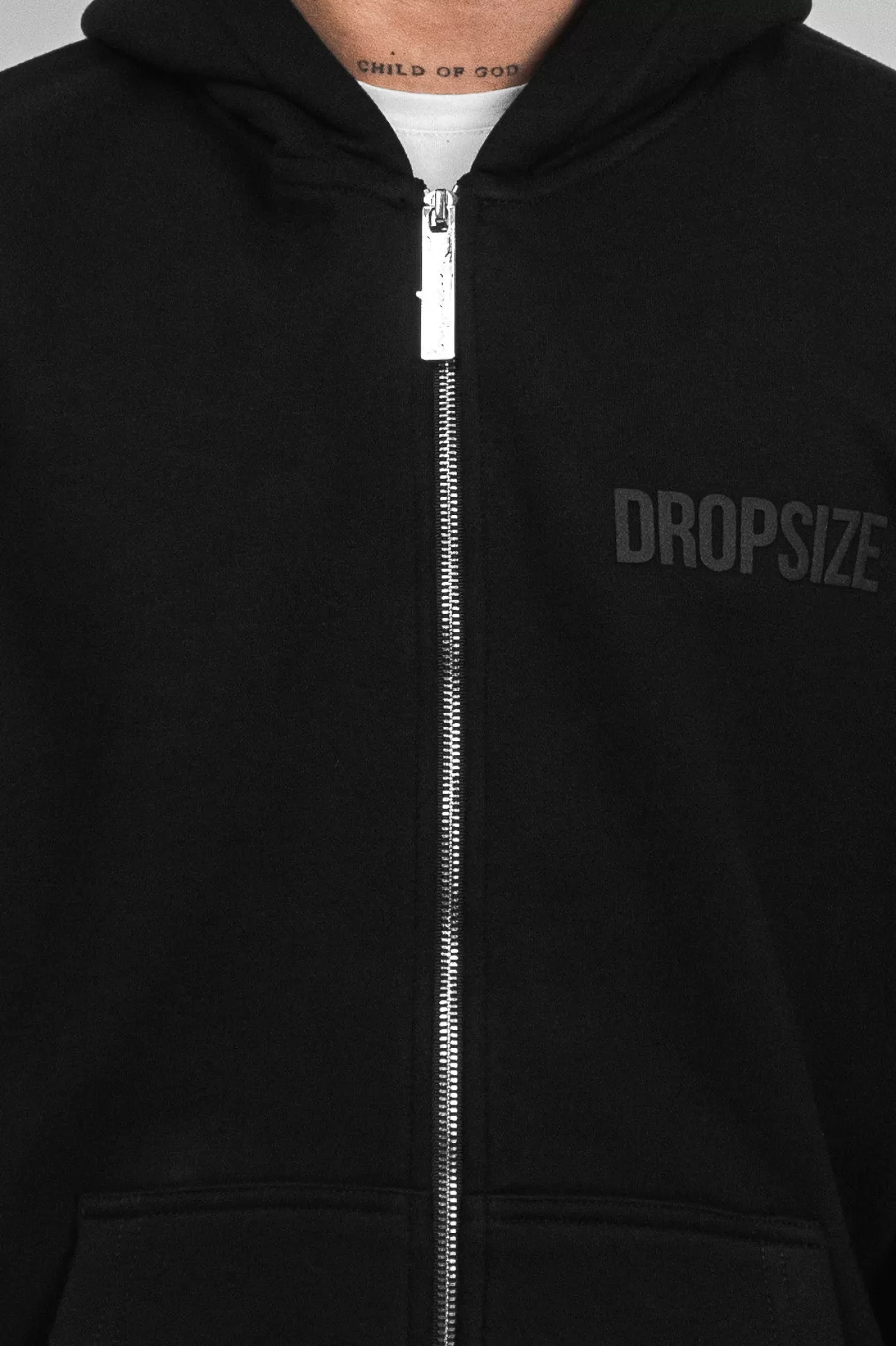 Dropsize SUPER HEAVY OVERSIZE HD PRINT ZIP HOODIE BLACK* Zips