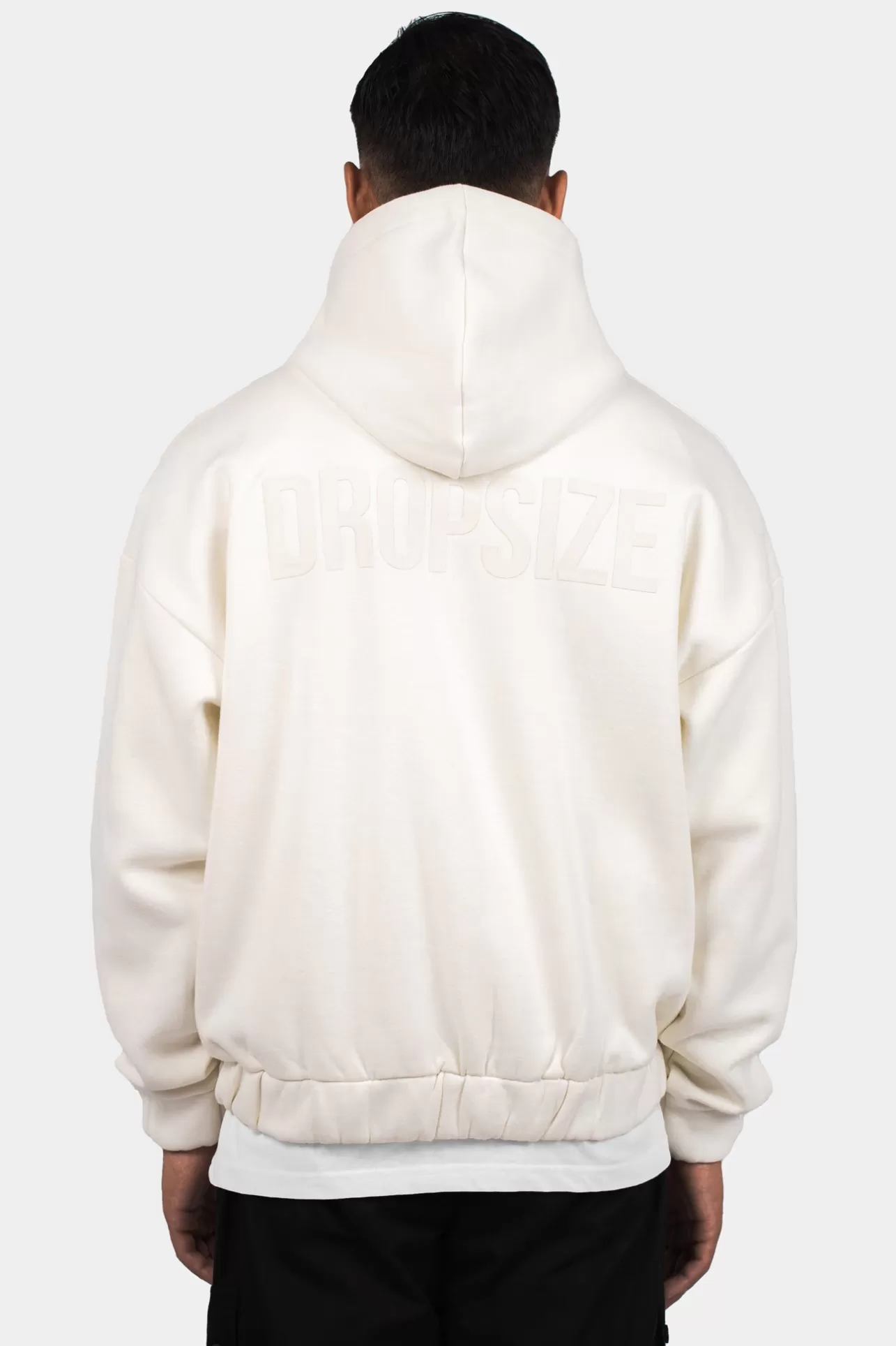 Dropsize SUPER HEAVY OVERSIZE HD PRINT ZIP HOODIE CREAM WHITE* Zips