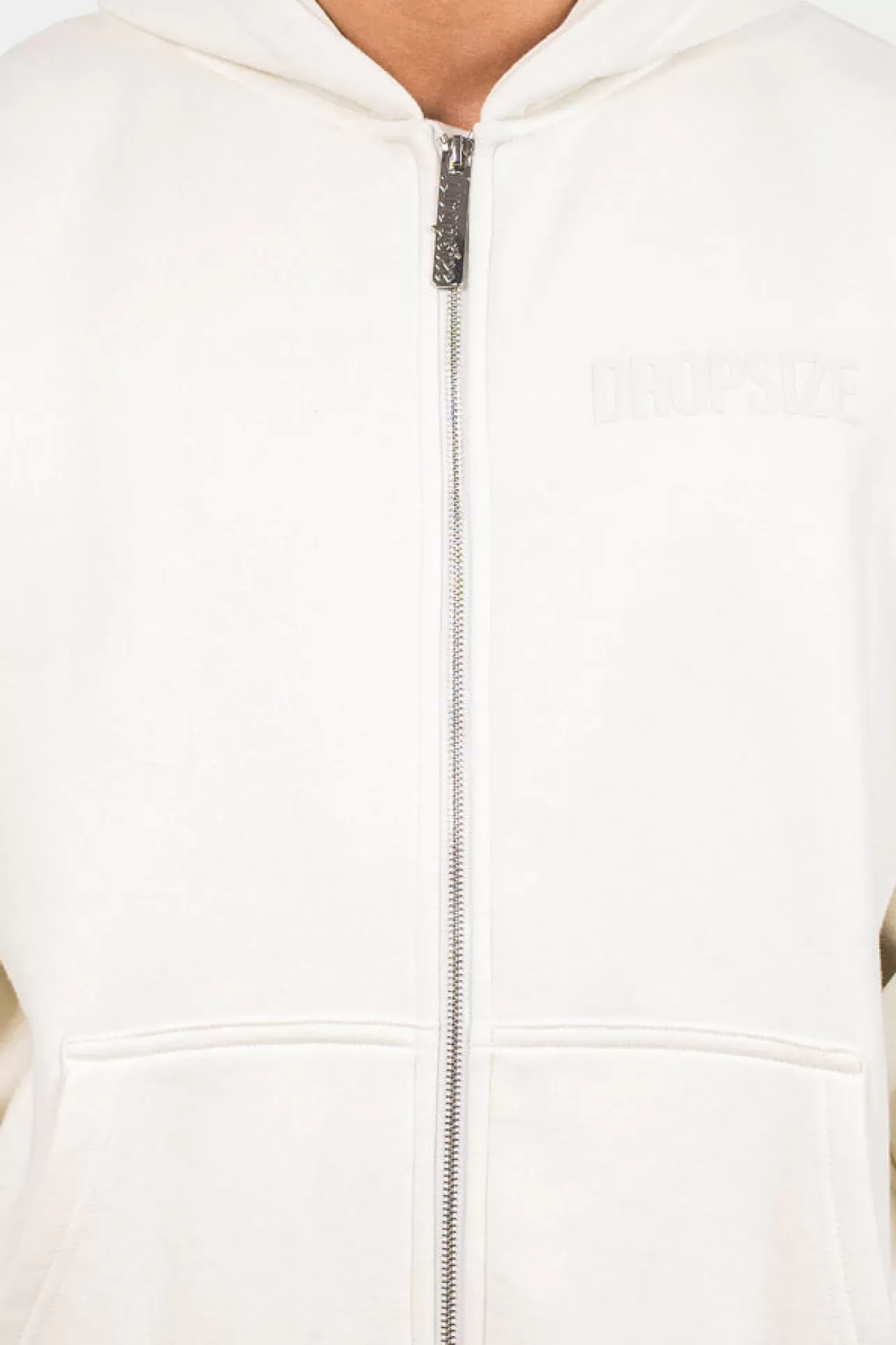 Dropsize SUPER HEAVY OVERSIZE HD PRINT ZIP HOODIE CREAM WHITE* Zips