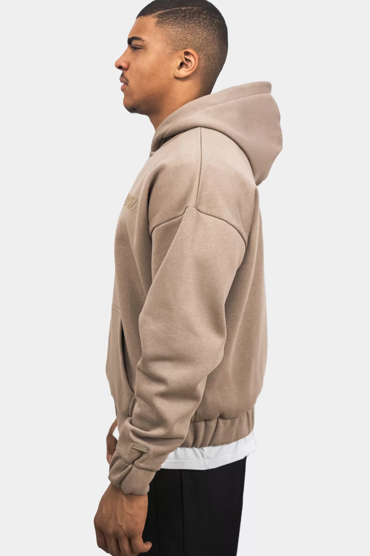 Dropsize SUPER HEAVY OVERSIZE HD PRINT ZIP HOODIE SILVER MINK* Zips