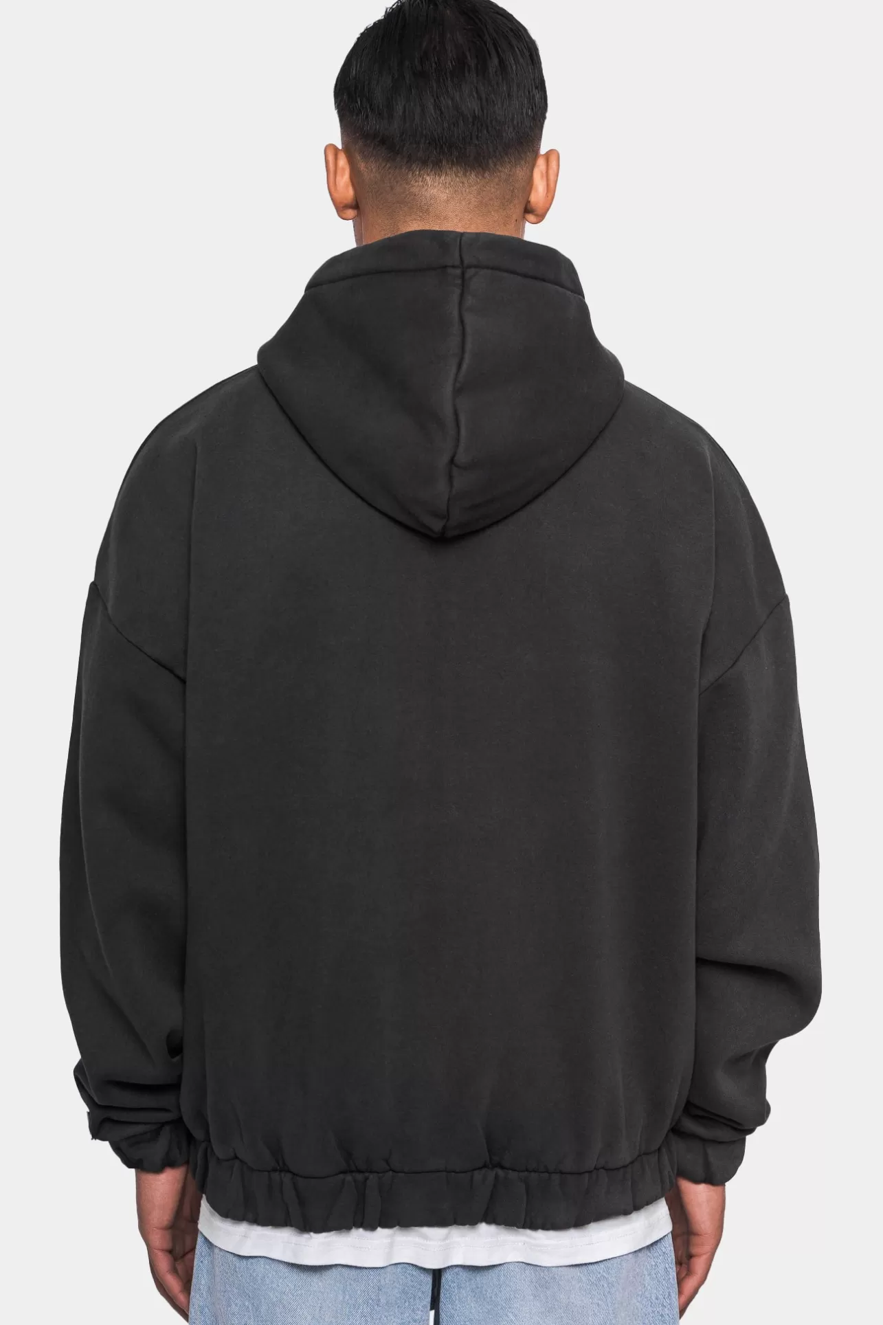 Dropsize SUPER HEAVY OVERSIZE LOGO ZIP HOODIE ACID WASHED BLACK* Zips