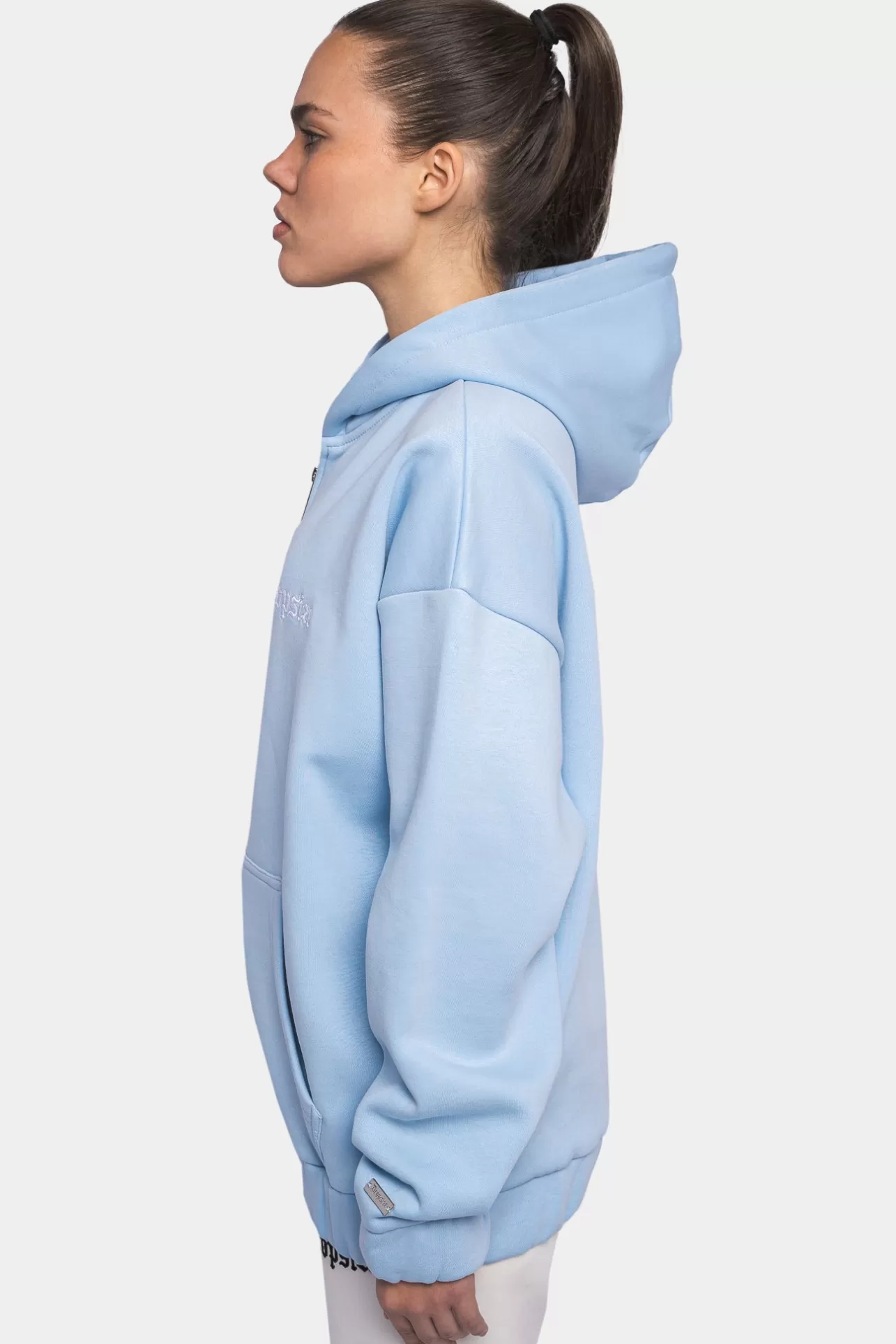 Dropsize SUPER HEAVY OVERSIZE LOGO ZIP HOODIE BABY BLUE*Women Women