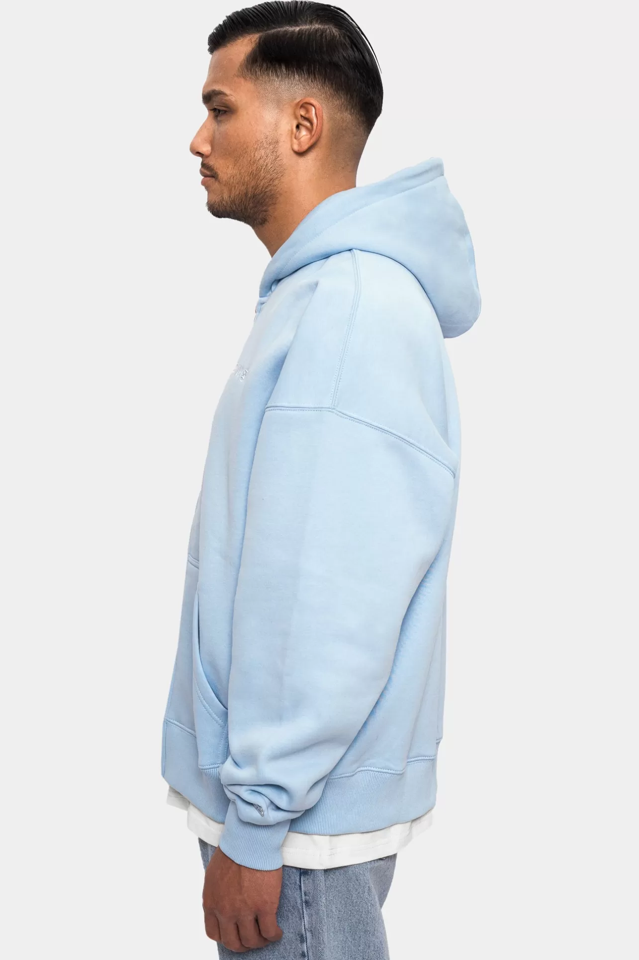Dropsize SUPER HEAVY OVERSIZE LOGO ZIP HOODIE BABY BLUE* Zips