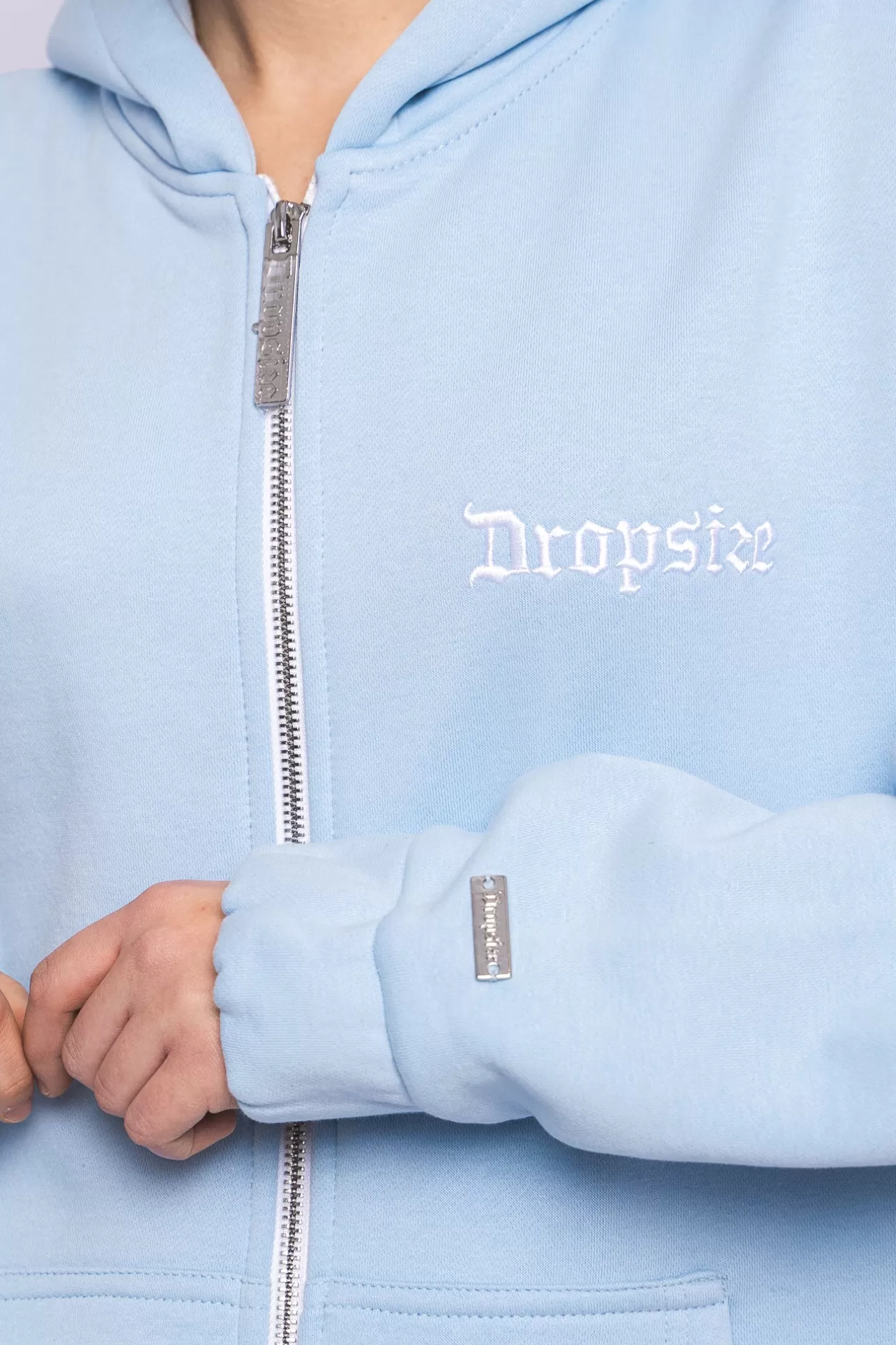 Dropsize SUPER HEAVY OVERSIZE LOGO ZIP HOODIE BABY BLUE*Women Women