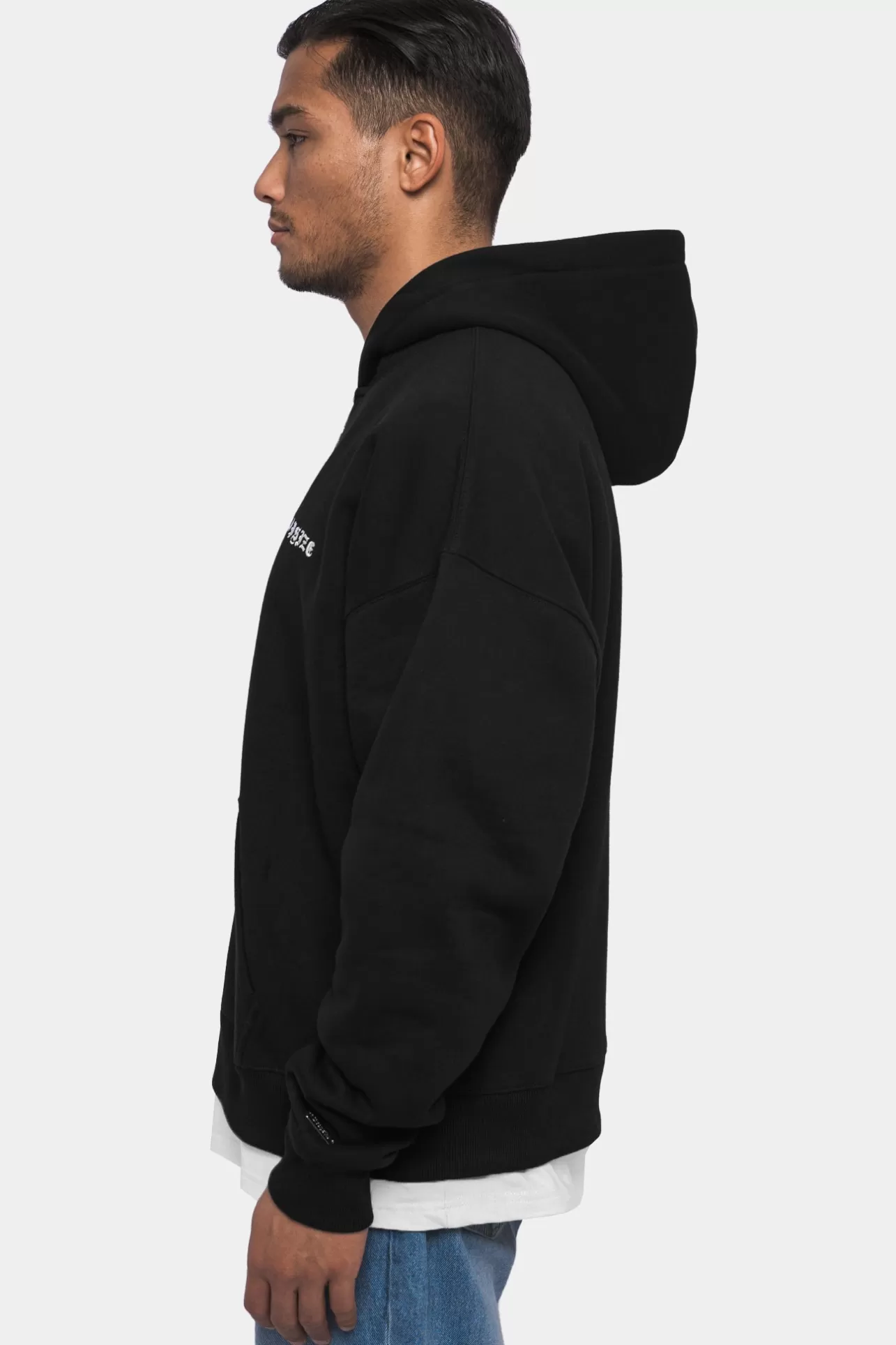 Dropsize SUPER HEAVY OVERSIZE LOGO ZIP HOODIE BLACK* Zips