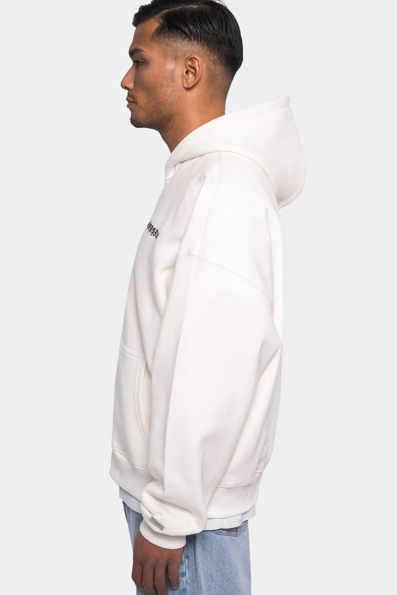 Dropsize SUPER HEAVY OVERSIZE LOGO ZIP HOODIE CREAM WHITE* Zips
