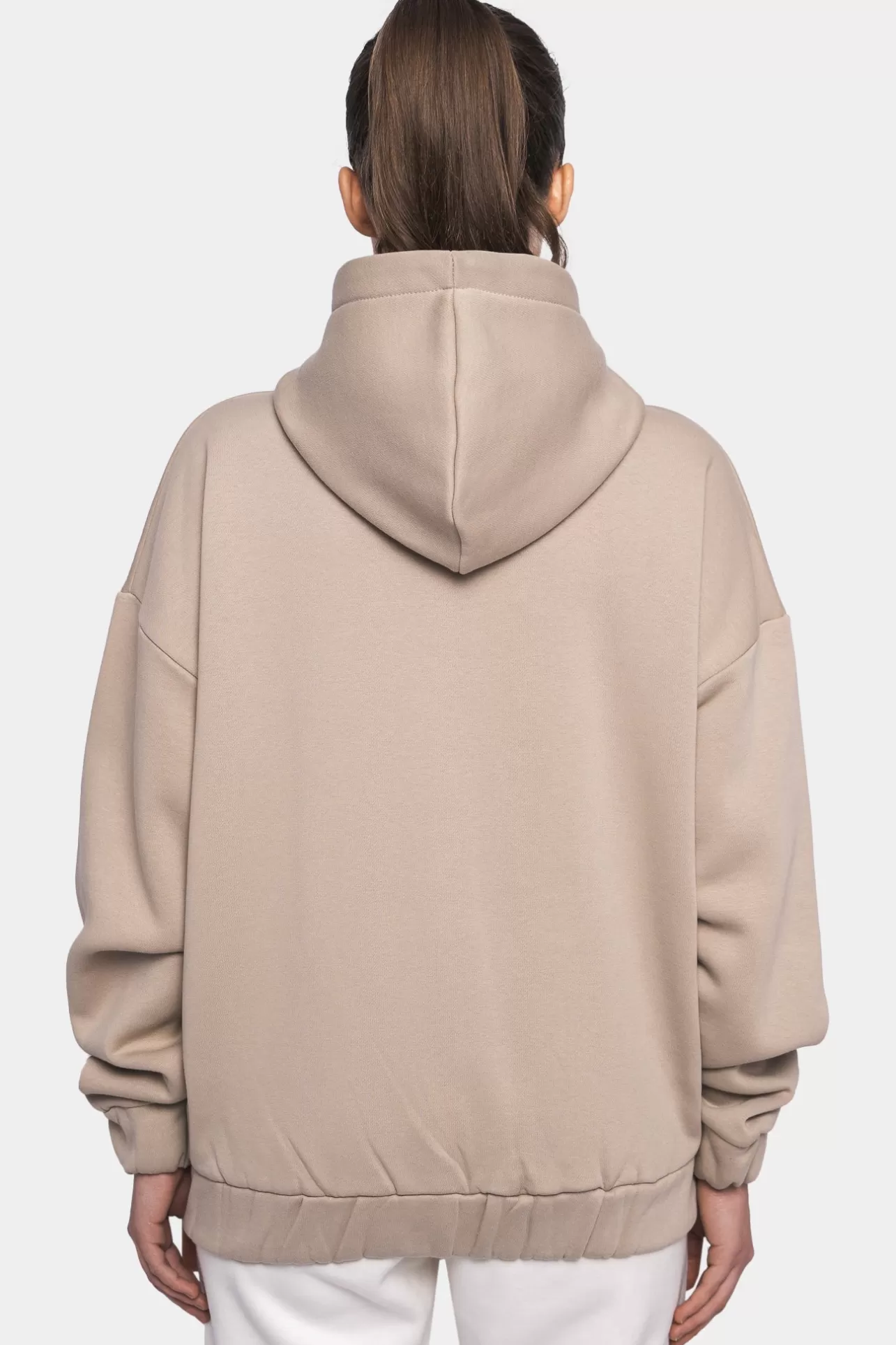 Dropsize SUPER HEAVY OVERSIZE LOGO ZIP HOODIE LIGHT BROWN*Women Women