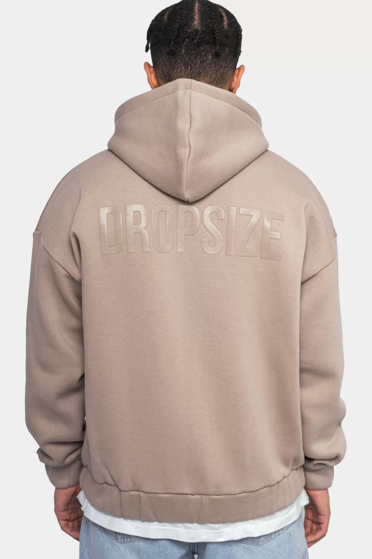 Dropsize SUPER HEAVY OVERSIZE LOGO ZIP HOODIE SIMPLY TAUPE* Zips