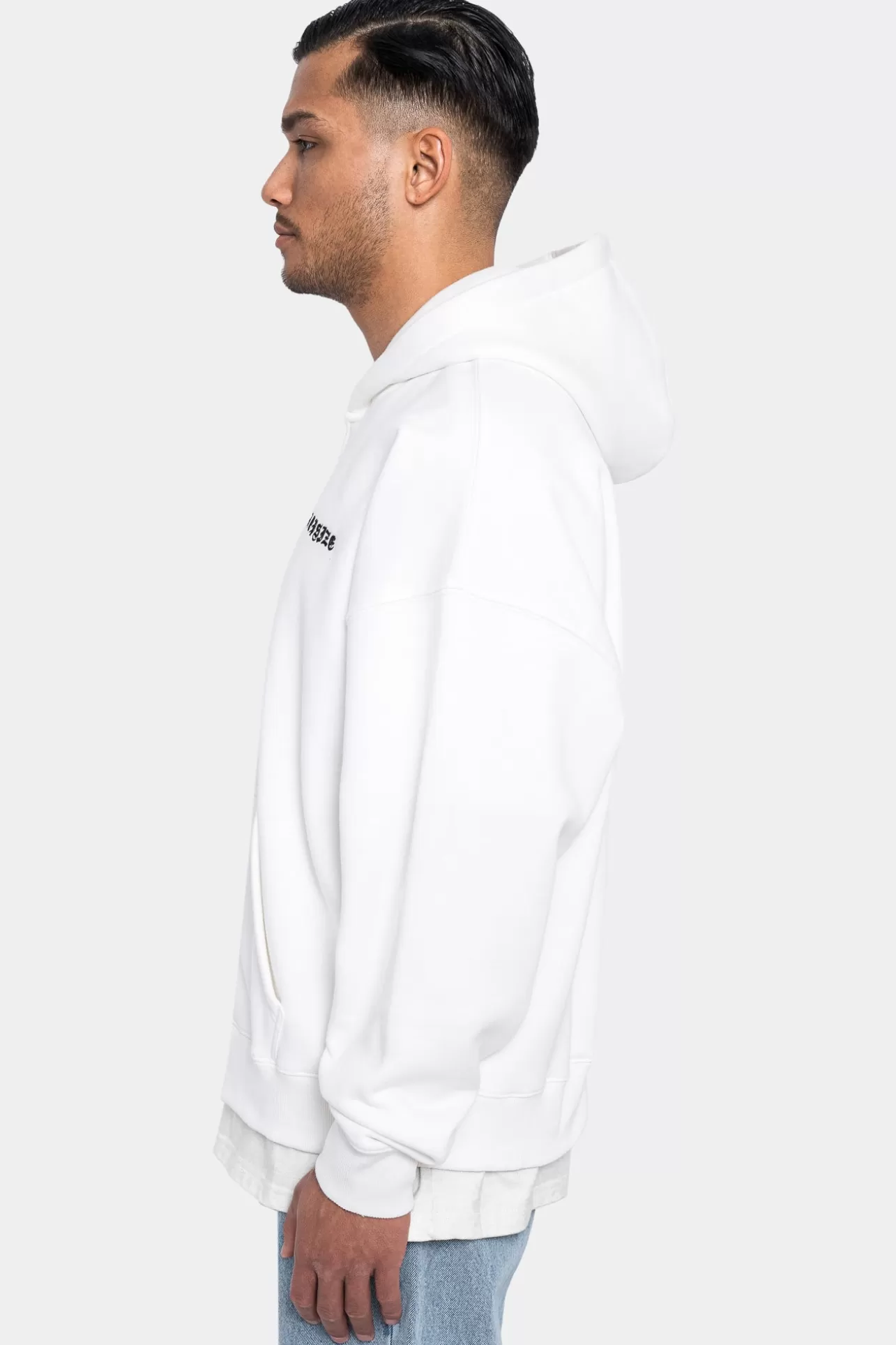 Dropsize SUPER HEAVY OVERSIZE LOGO ZIP HOODIE WASHED WHITE* Zips