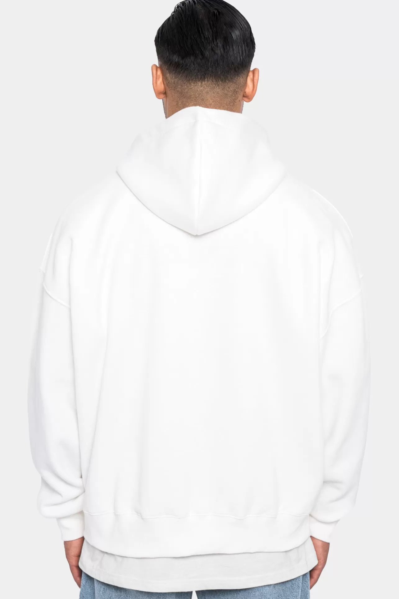 Dropsize SUPER HEAVY OVERSIZE LOGO ZIP HOODIE WASHED WHITE* Zips