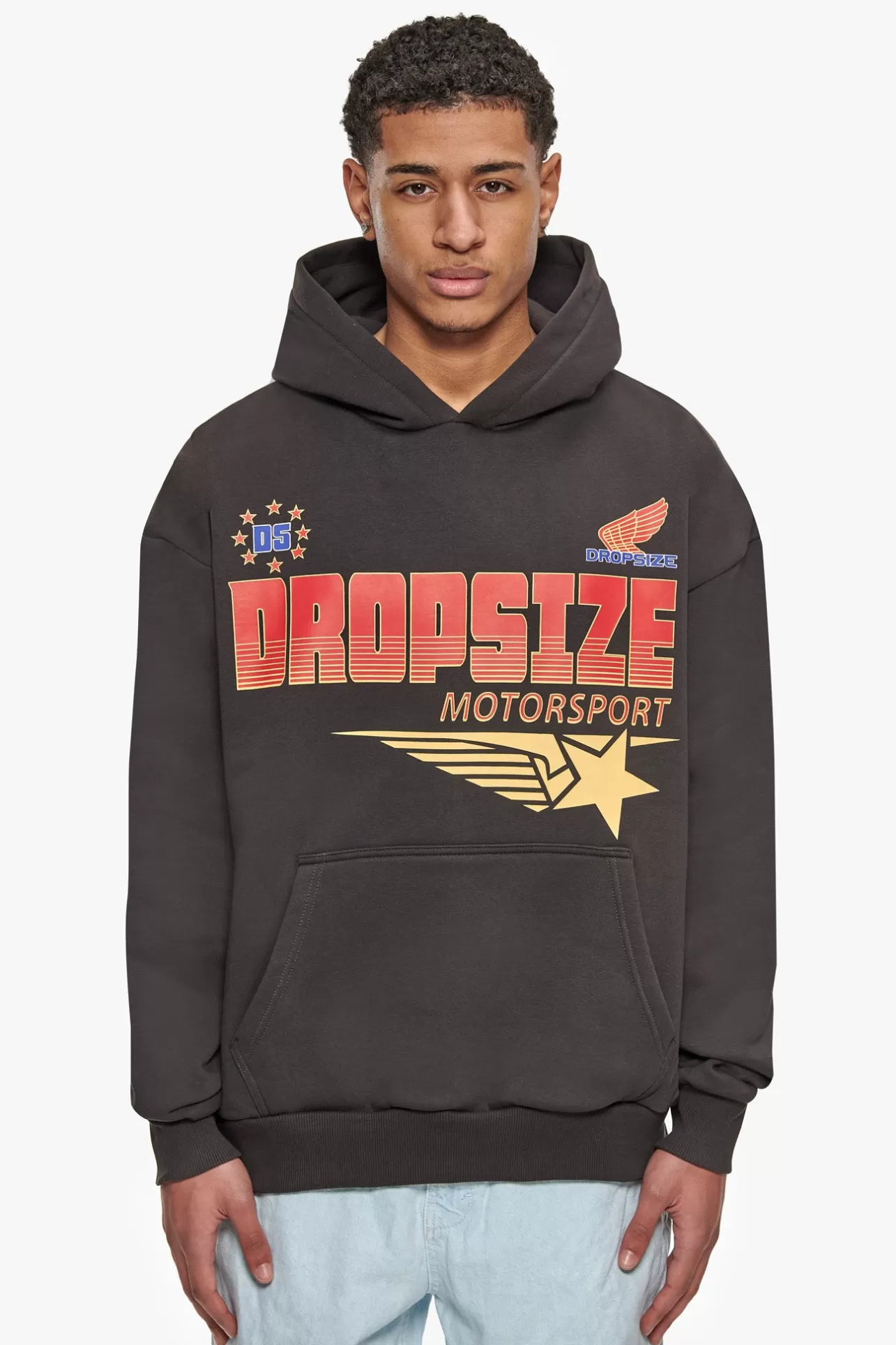 Dropsize SUPER HEAVY OVERSIZE RACING DEPARTMENT HOODIE WASHED BLACK* Hoodie
