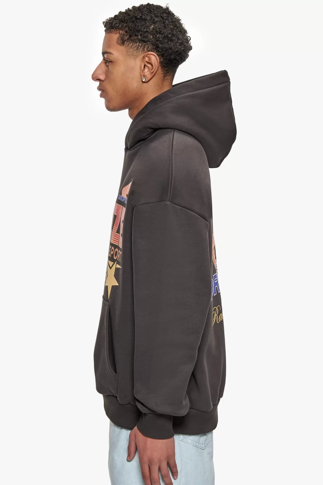 Dropsize SUPER HEAVY OVERSIZE RACING DEPARTMENT HOODIE WASHED BLACK* Hoodie