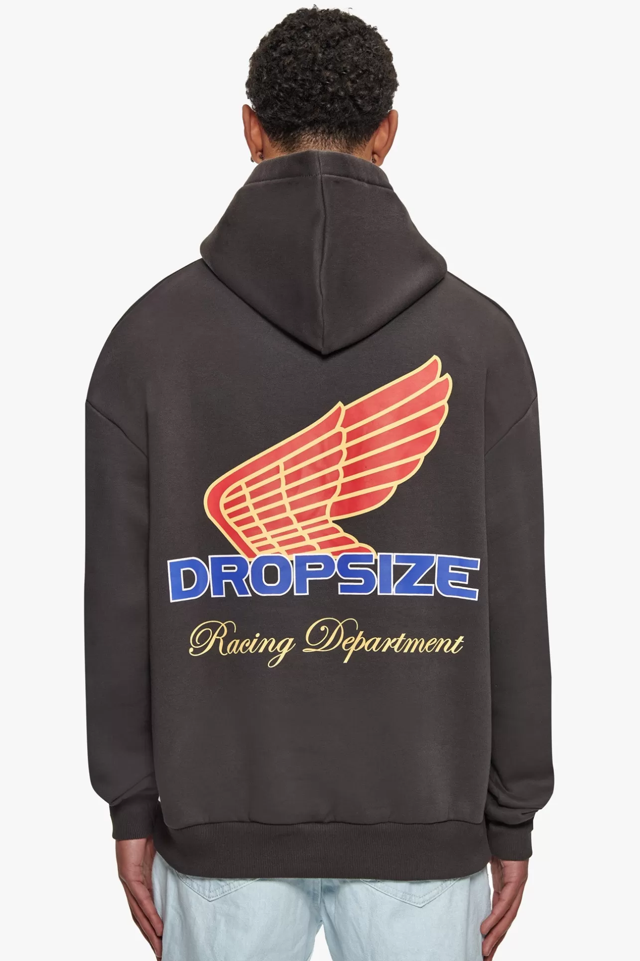 Dropsize SUPER HEAVY OVERSIZE RACING DEPARTMENT HOODIE WASHED BLACK* Hoodie