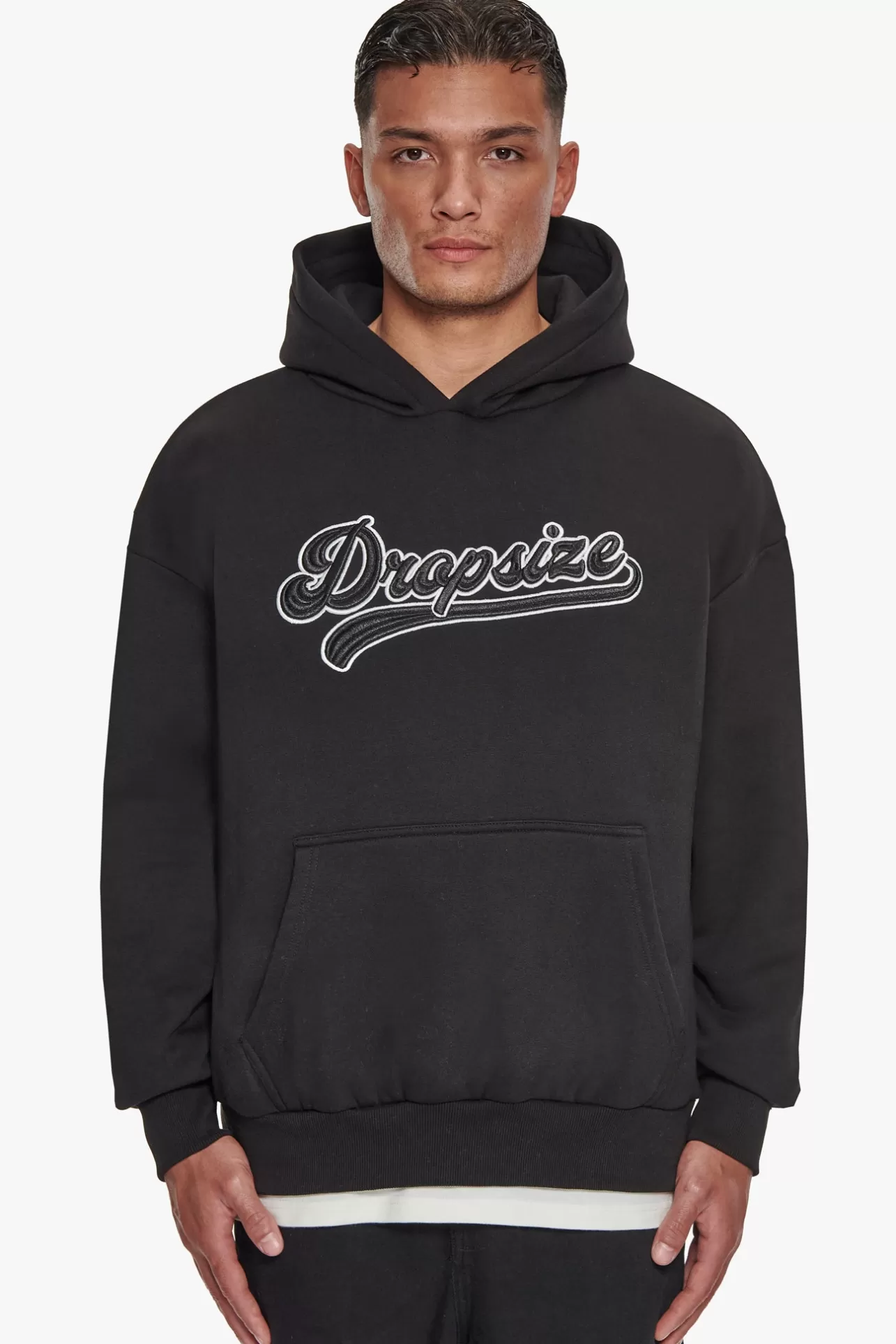 Dropsize SUPER HEAVY OVERSIZE SMOOTH LOGO HOODIE BLACK* Hoodie