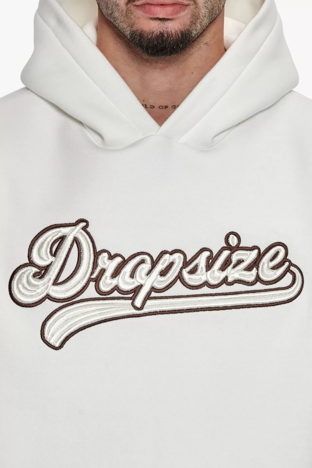 Dropsize SUPER HEAVY OVERSIZE SMOOTH LOGO HOODIE CREAM WHITE* Hoodie
