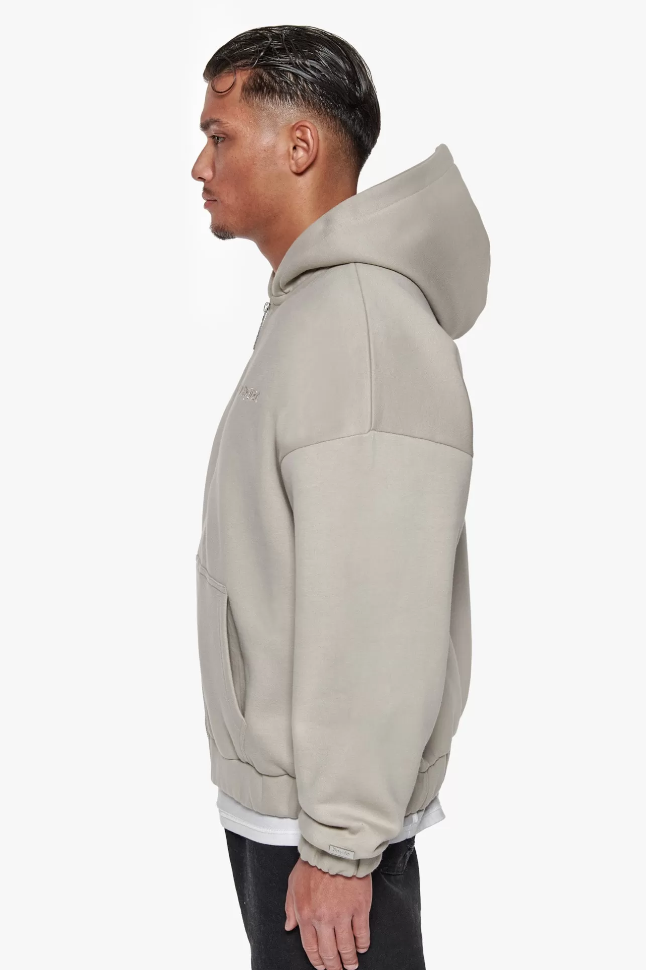 Dropsize SUPER HEAVY OVERSIZE WORK SMART HUSTLE HARD ZIP-HOODIE PUMICE STONE* Zips