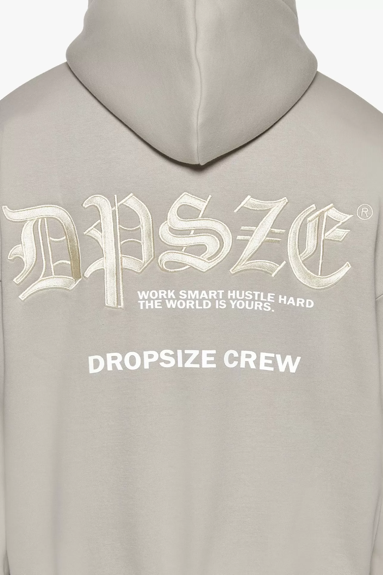 Dropsize SUPER HEAVY OVERSIZE WORK SMART HUSTLE HARD ZIP-HOODIE PUMICE STONE* Zips
