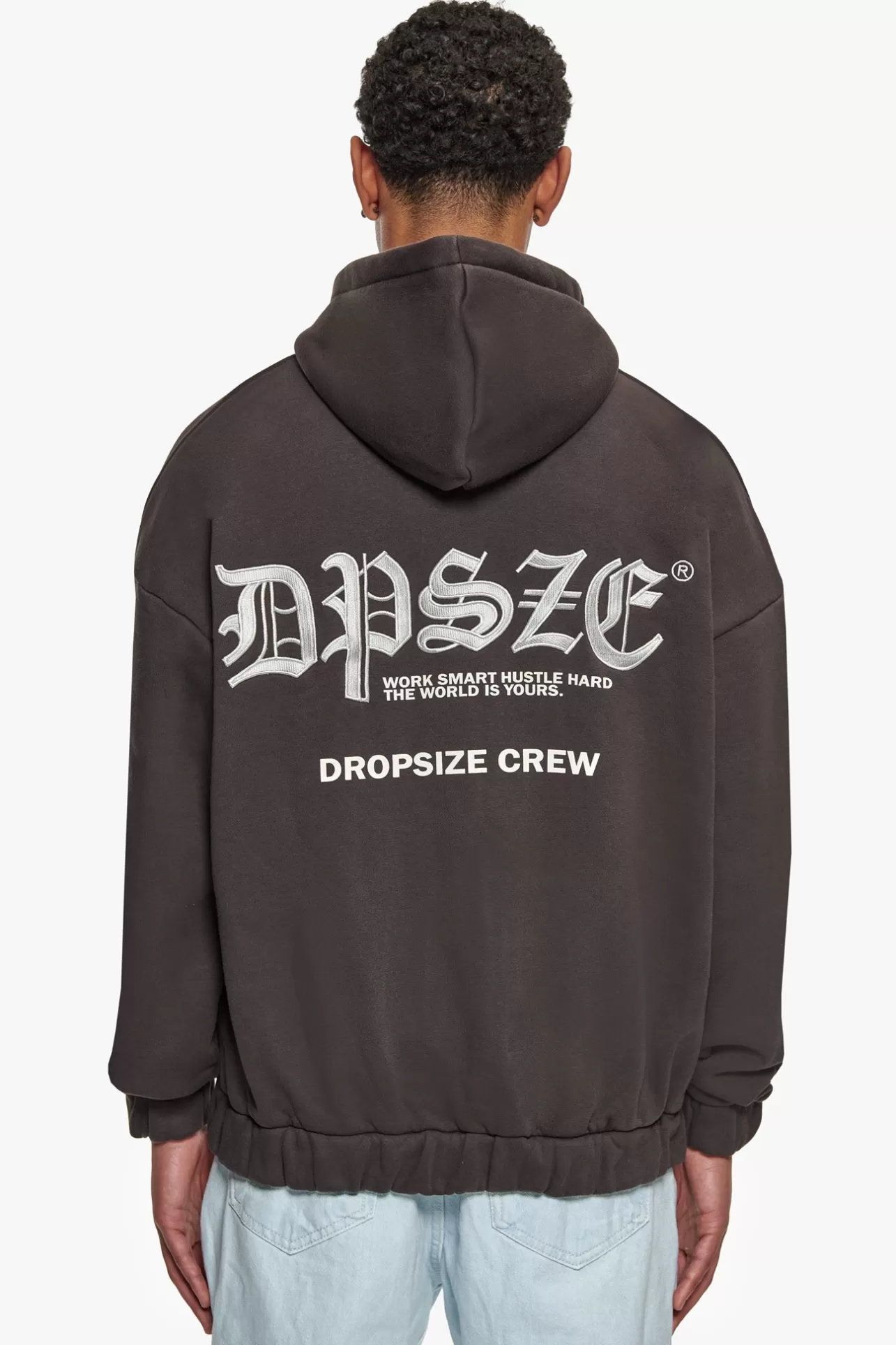 Dropsize SUPER HEAVY OVERSIZE WORK SMART ZIP-HOODIE WASHED BLACK* Zips